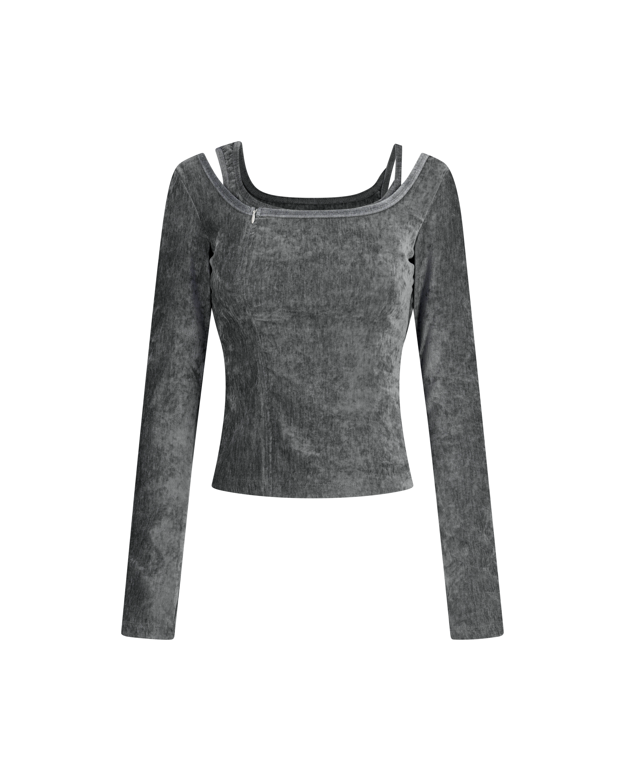 VELVET STRAP ZIPPER TOP