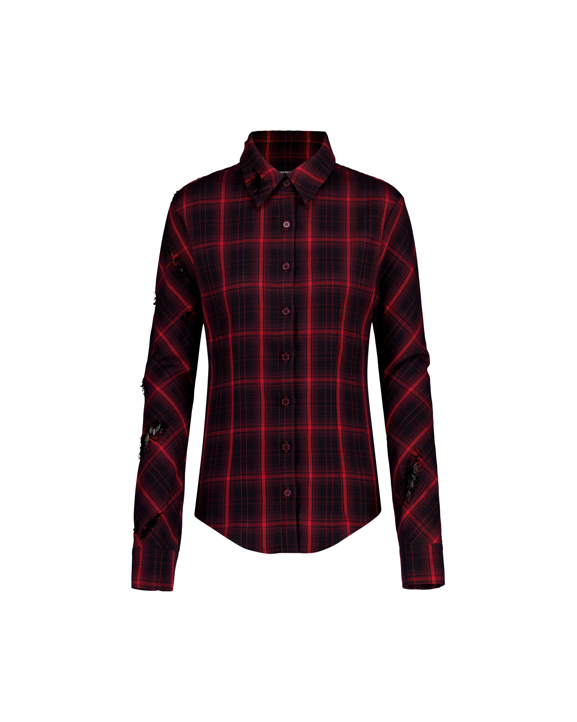 CHECK OVERLAY LACE SHIRT-5