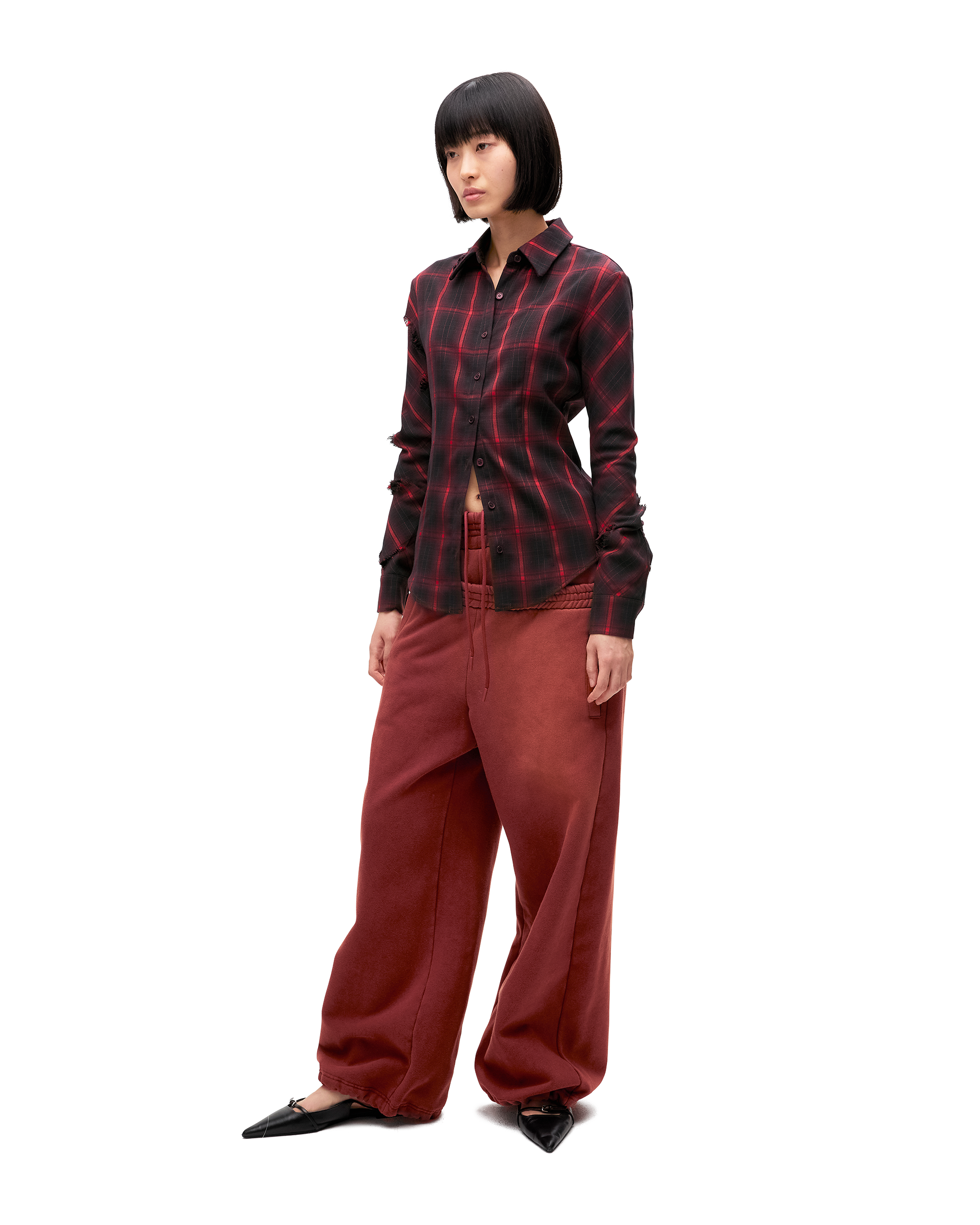 CHECK OVERLAY LACE SHIRT-2