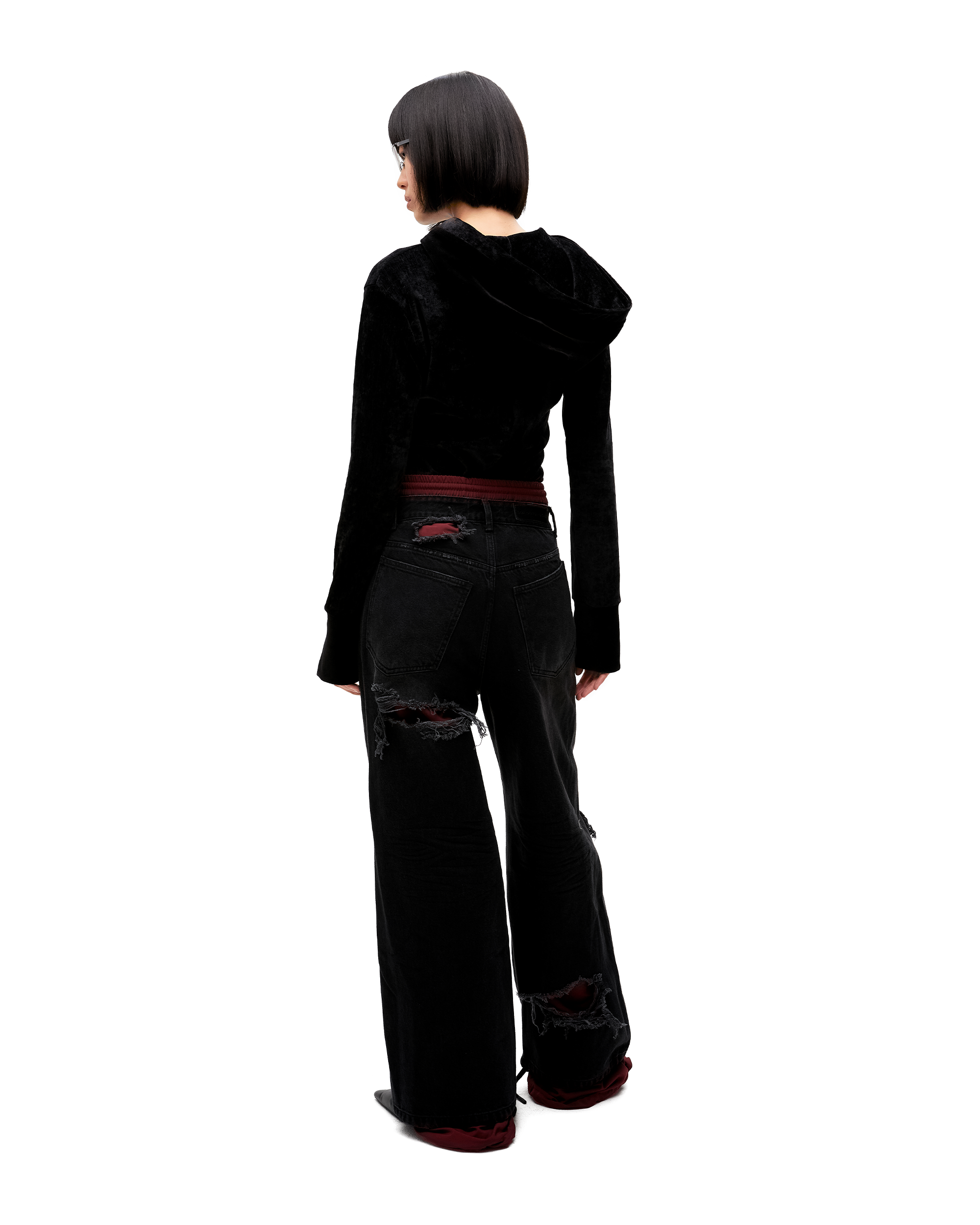 DOUBLE DENIM TRACK PANTS-3