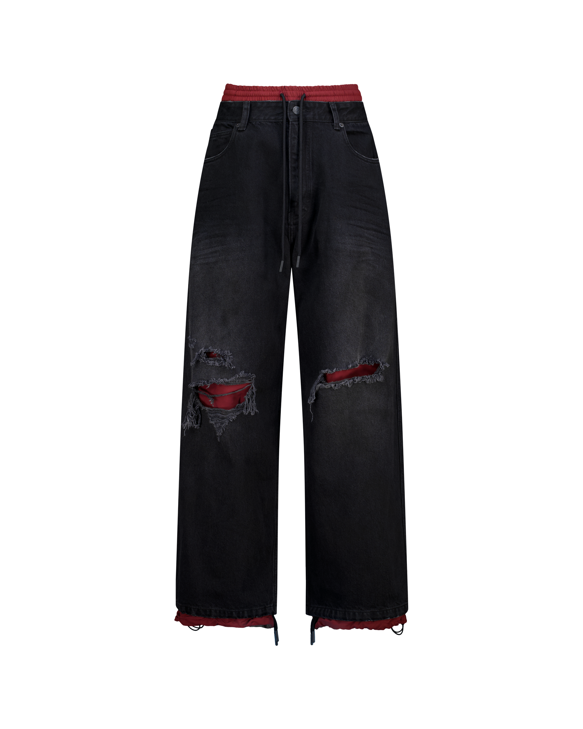 DOUBLE DENIM TRACK PANTS-5