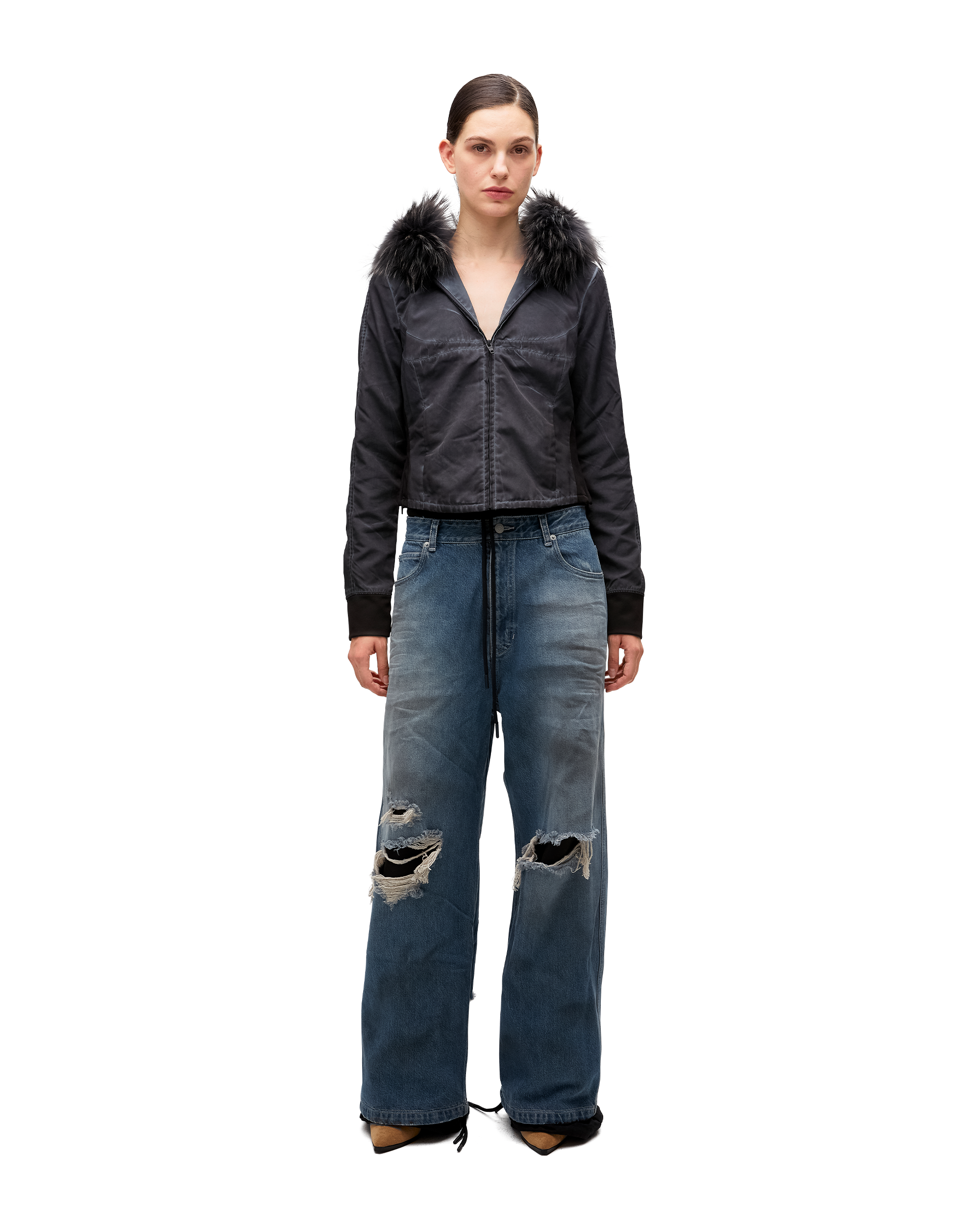 DOUBLE DENIM TRACK PANTS