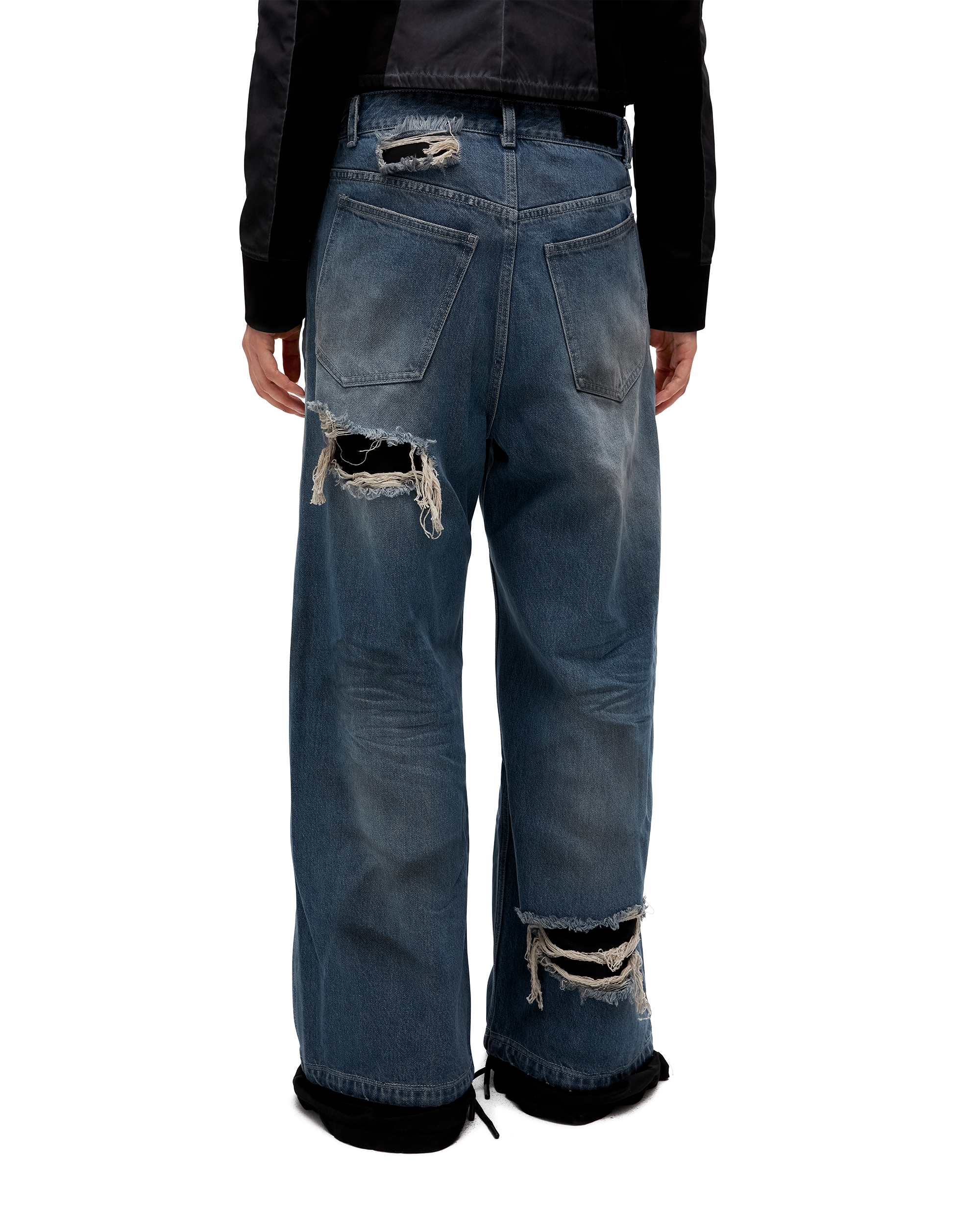DOUBLE DENIM TRACK PANTS-4