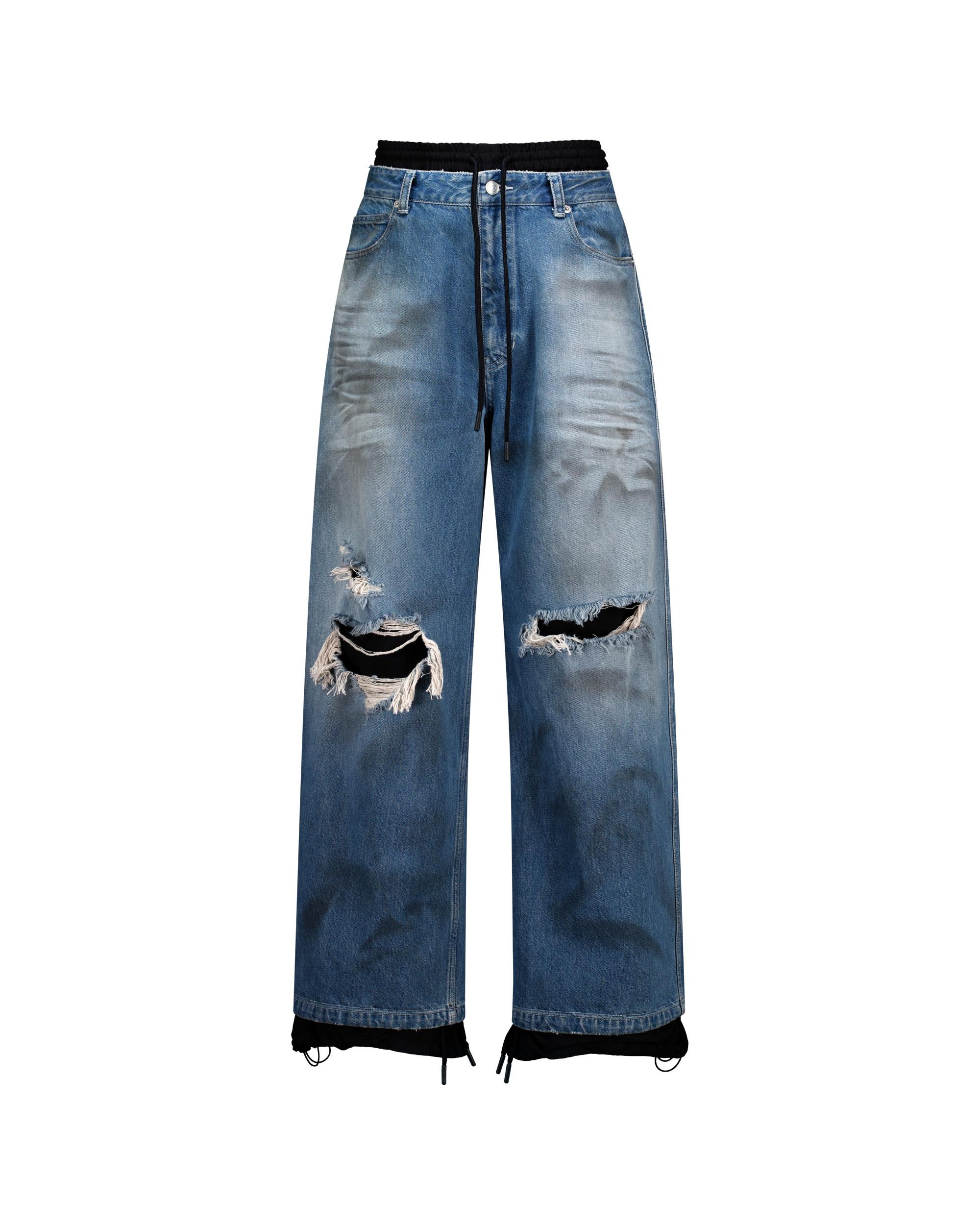 DOUBLE DENIM TRACK PANTS