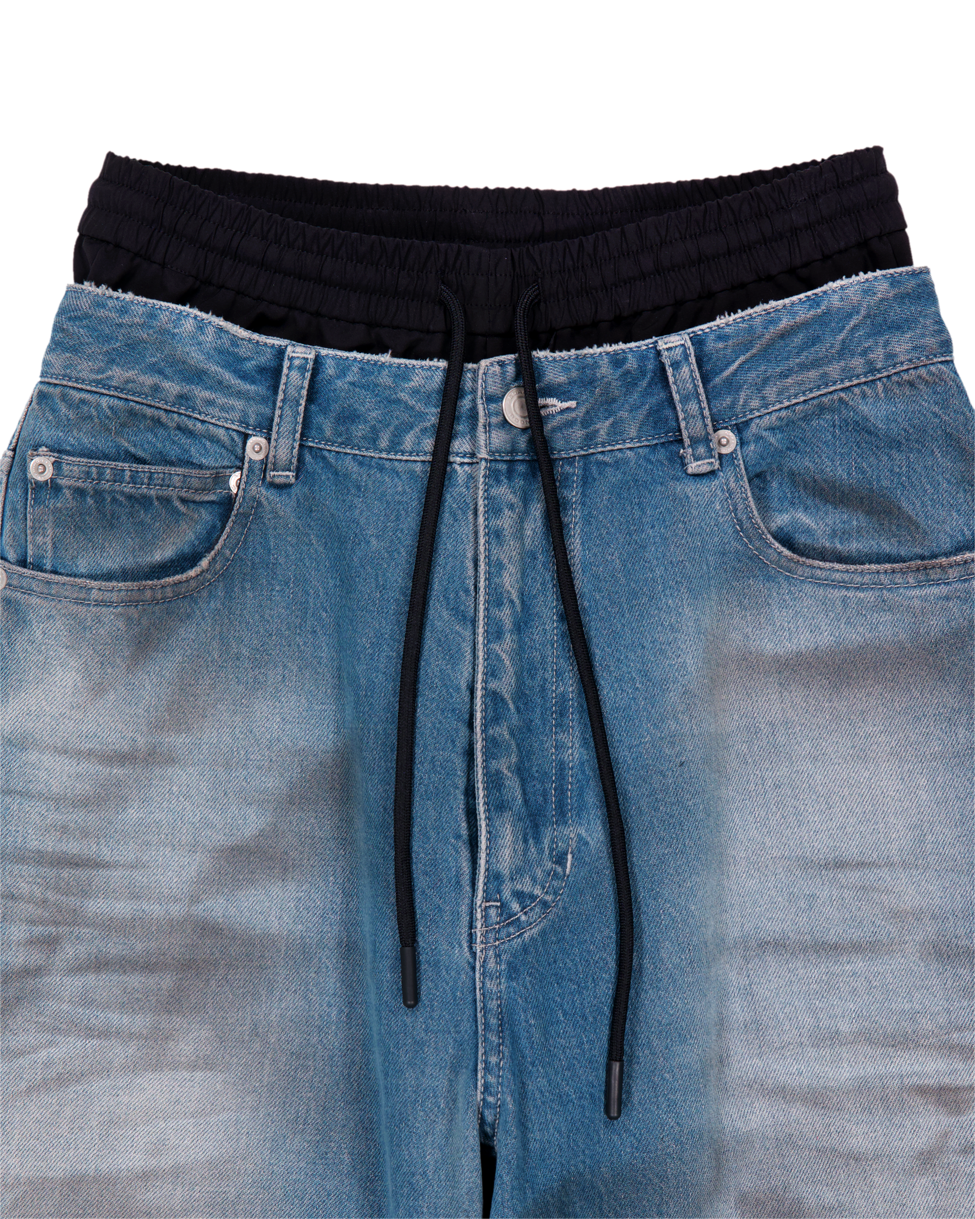 DOUBLE DENIM TRACK PANTS-7