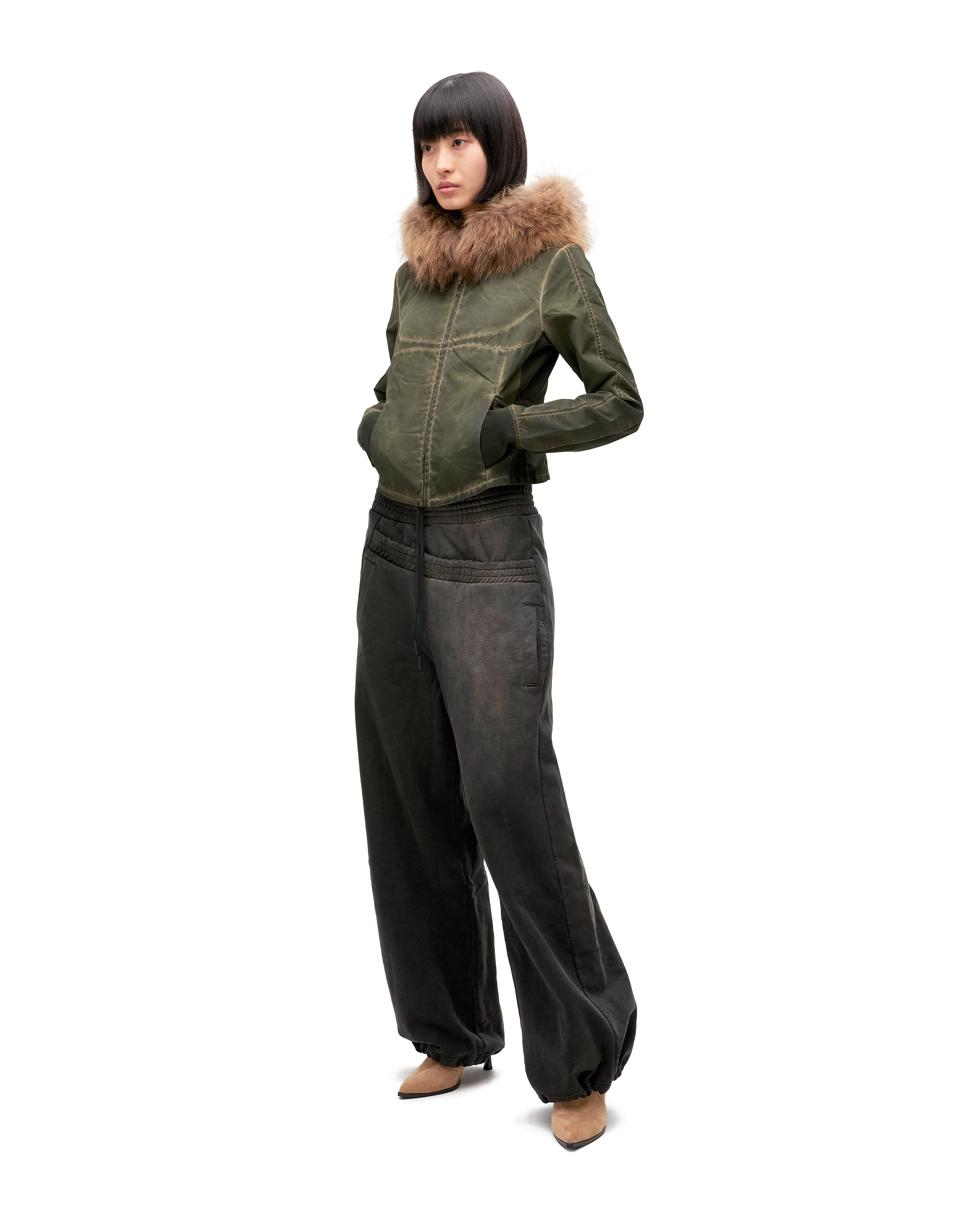 FUR HOODIE ZIP JACKET