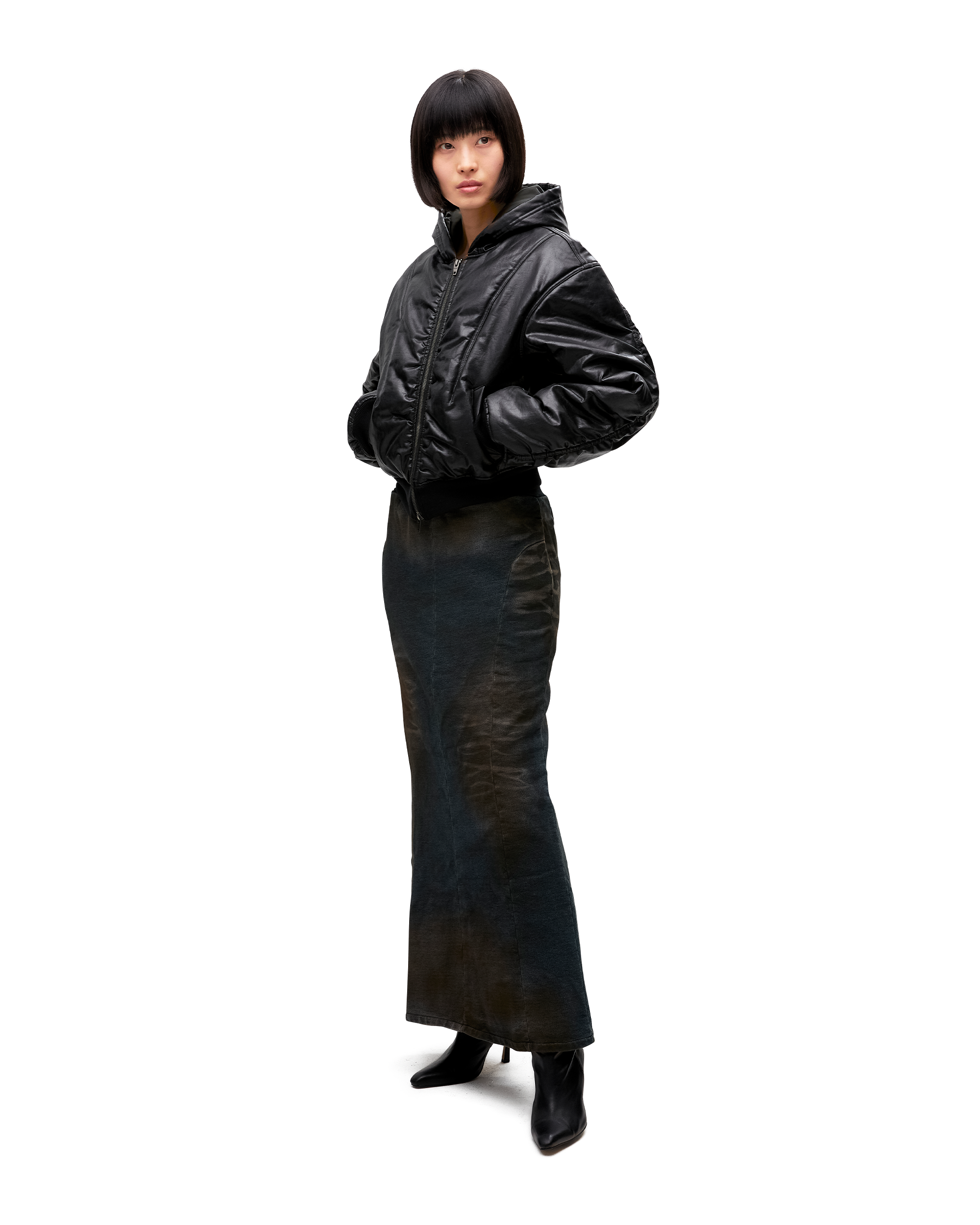 GLOSSY CRACK BOMBER JACKET