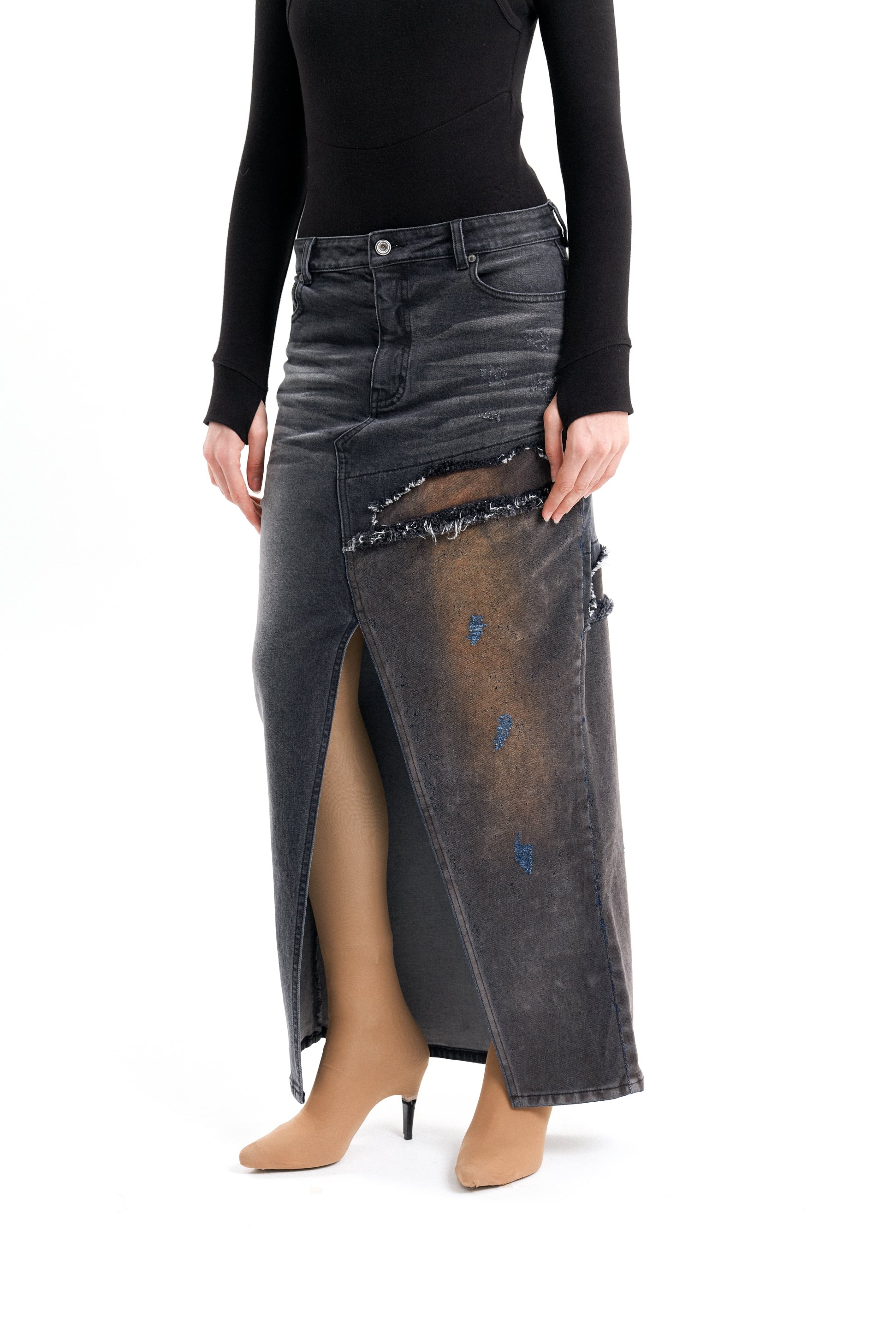 (EMMA) HYBRID MAXI DENIM SKIRT / PRE-ORDER-5