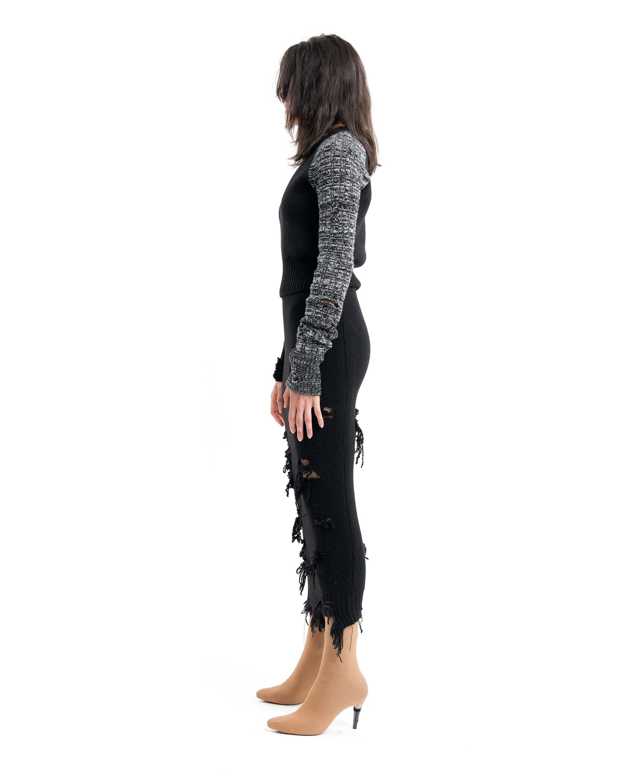 (EMMA) HARD DAMAGED KNIT SKIRT-4
