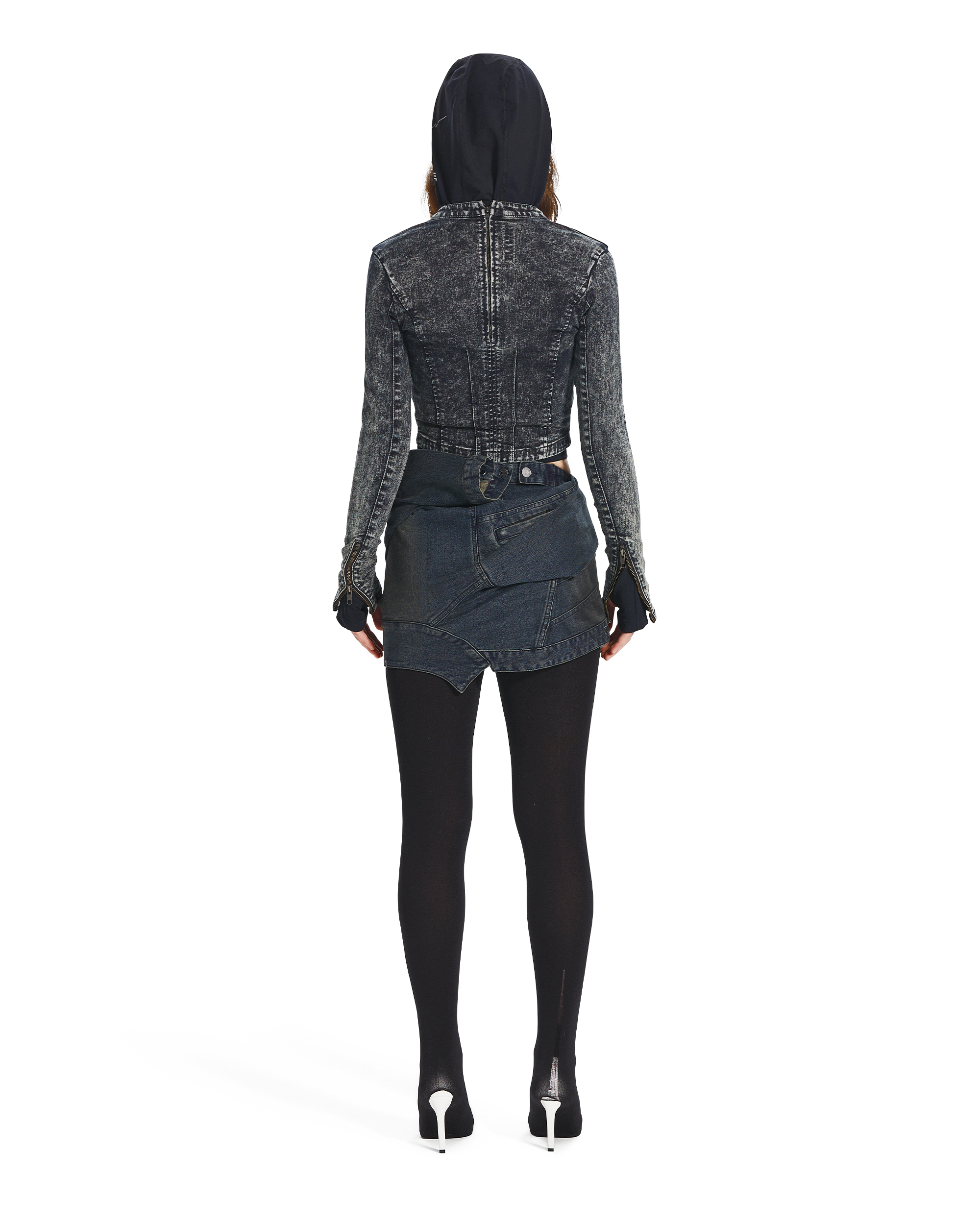 DRAPERY DENIM JACKET SKIRT-4
