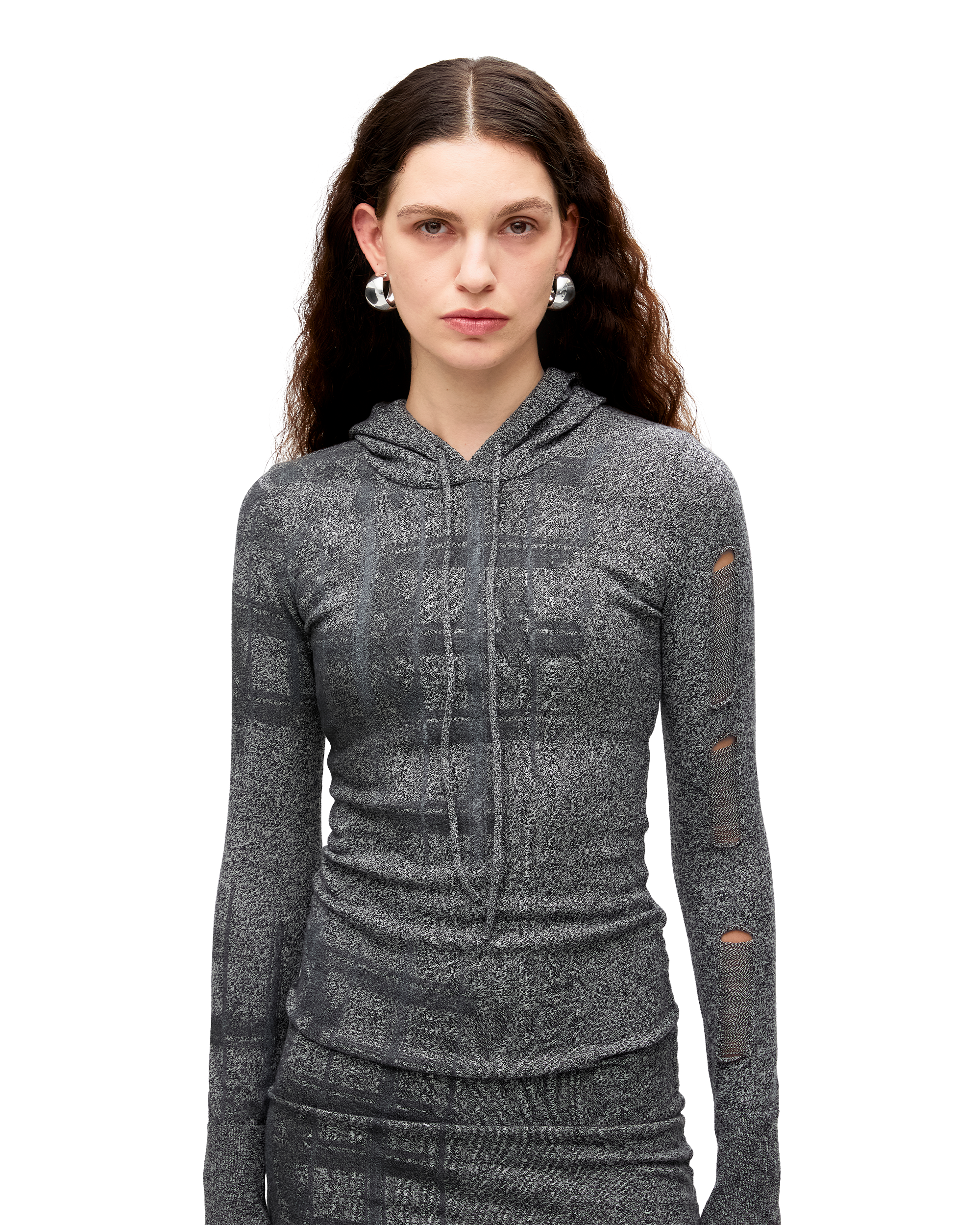 PUZZLED WOOL HOODIE DRESS