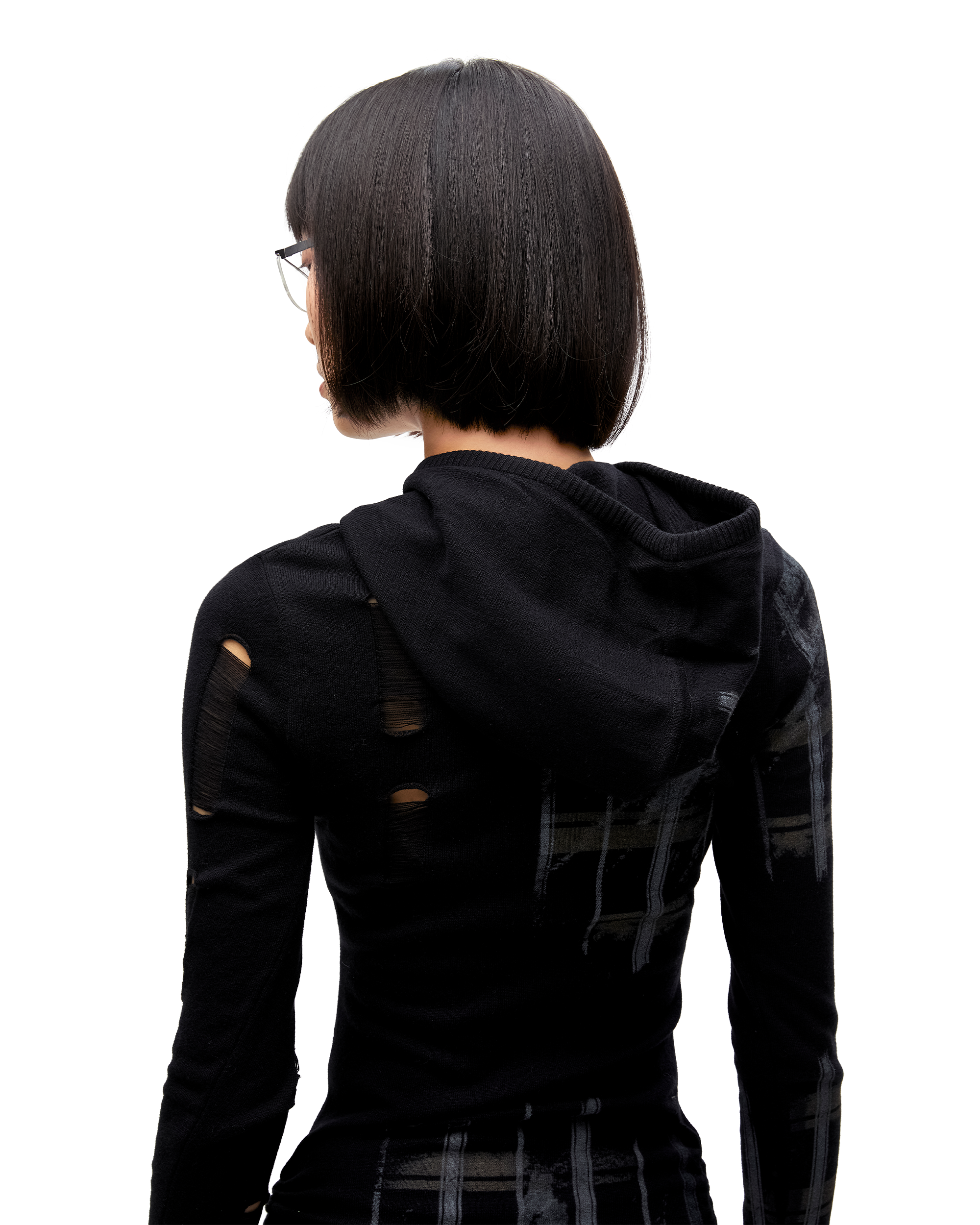 PUZZLED WOOL HOODIE DRESS-4