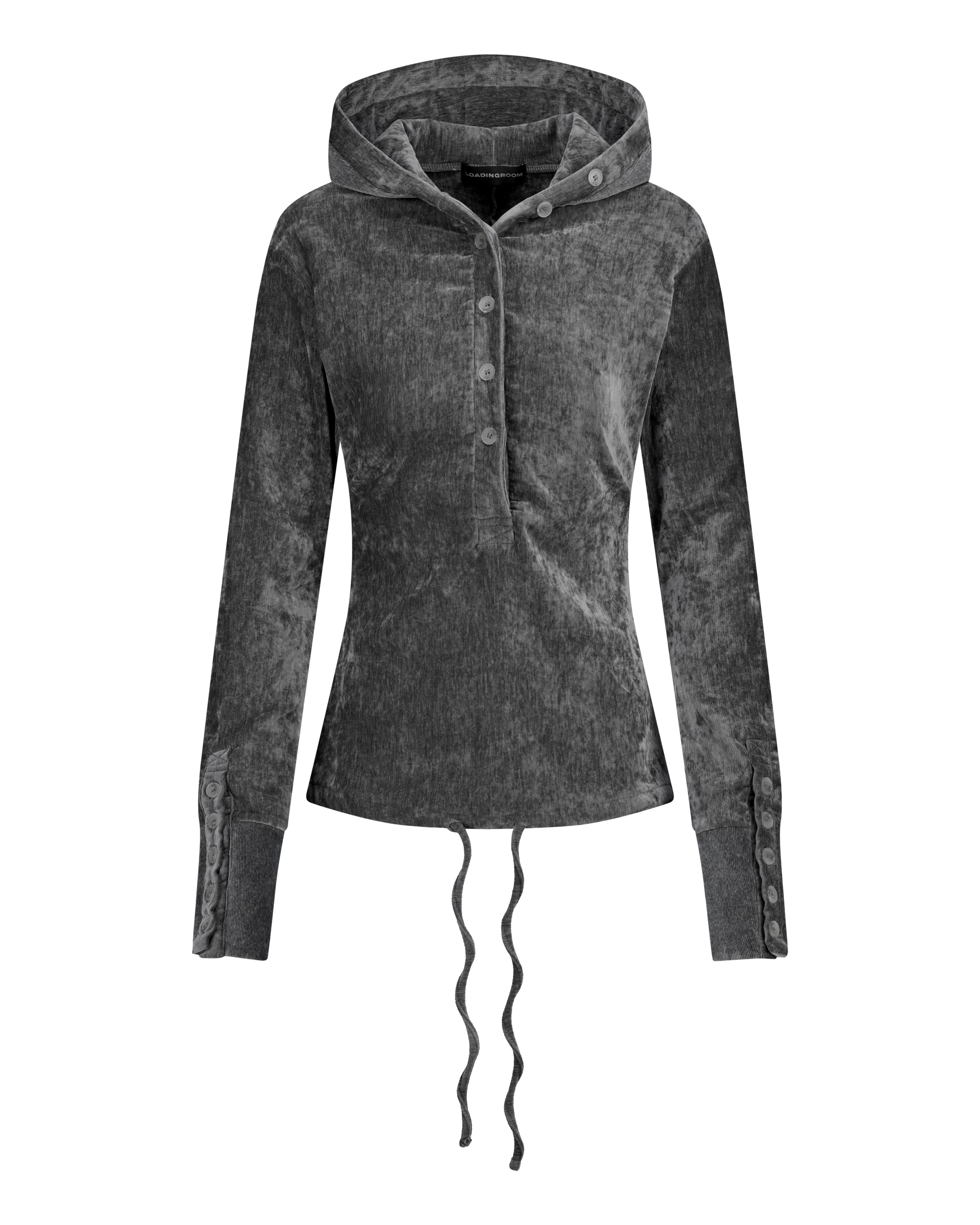 VELVET BUTTON UP HOODIE