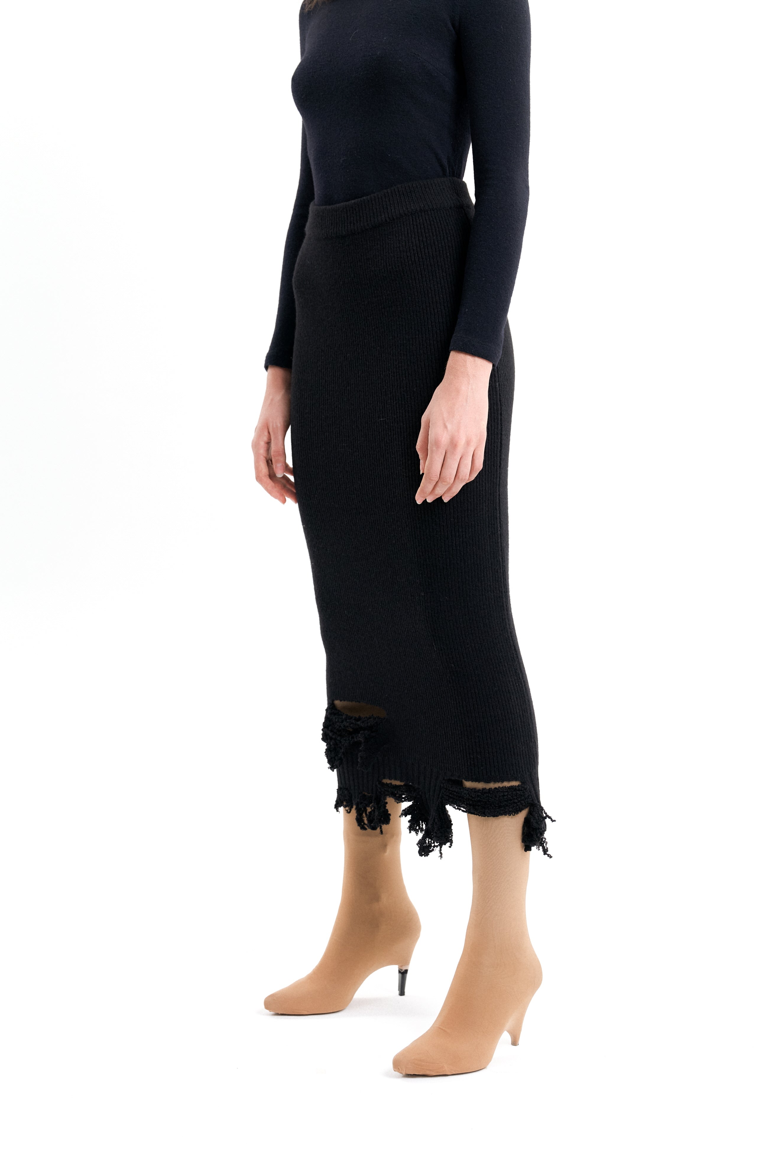 (EMMA) DAMAGED KNIT SKIRT-5