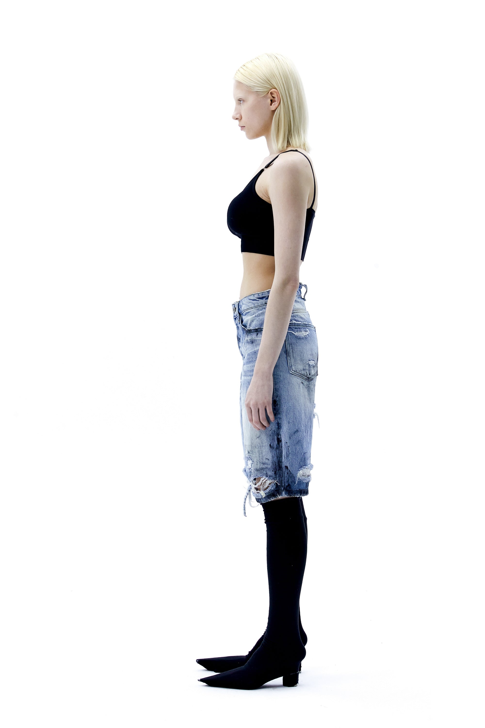(ARIELLA) Dirty Denim Shorts-3