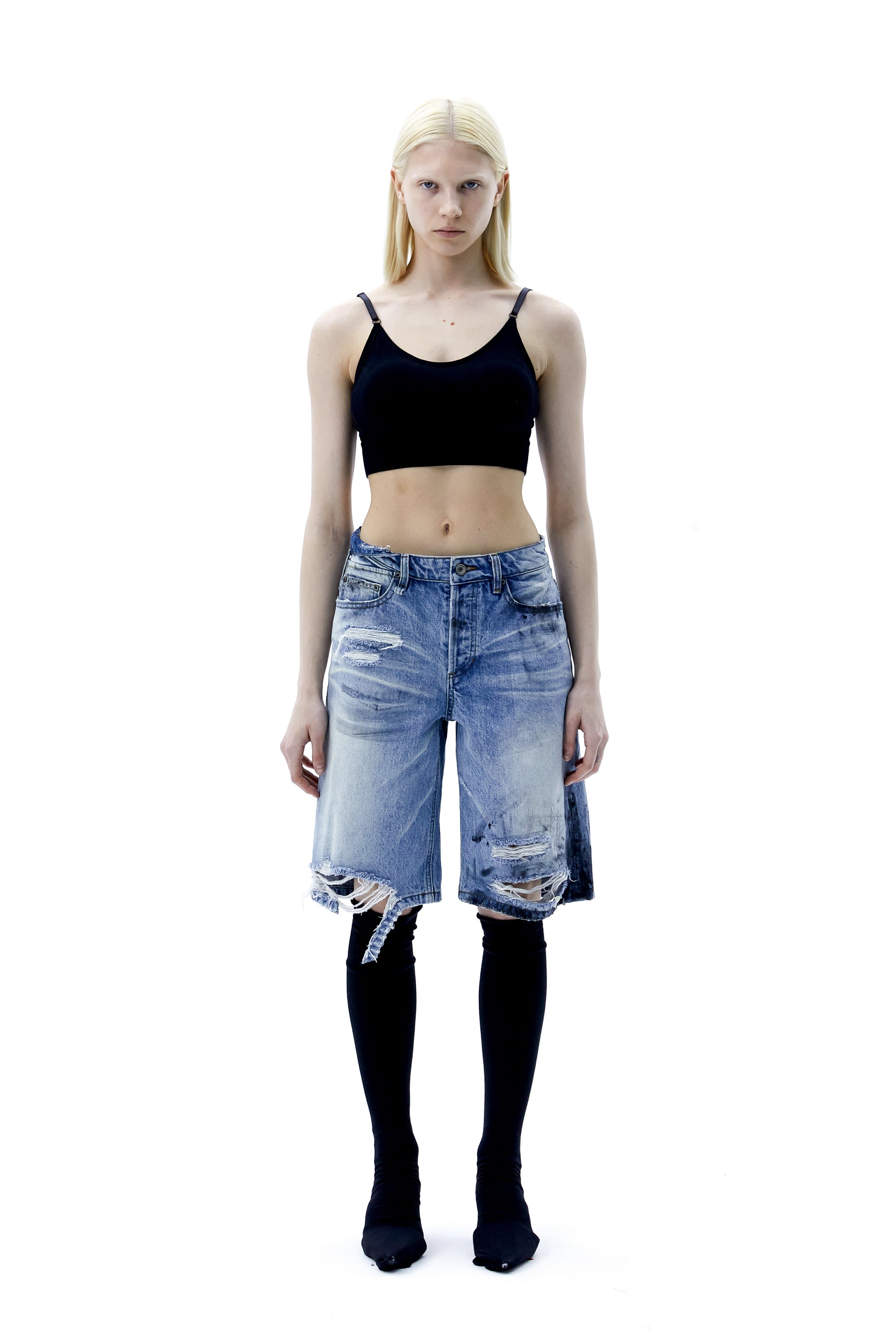 (ARIELLA) Dirty Denim Shorts-2