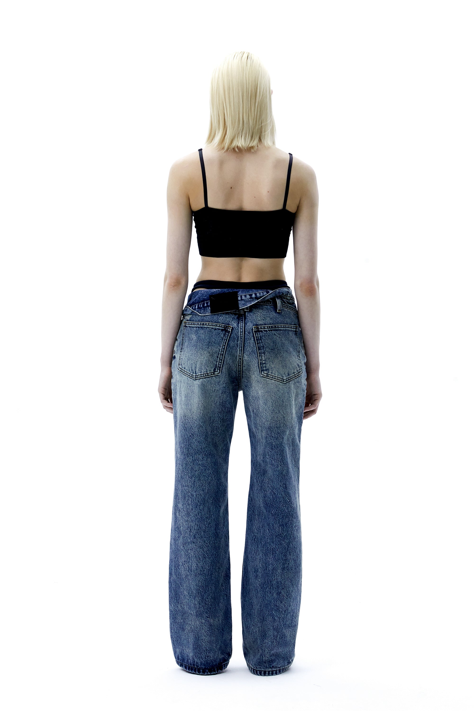 (ARIELLA) Folded Denim Pants-4