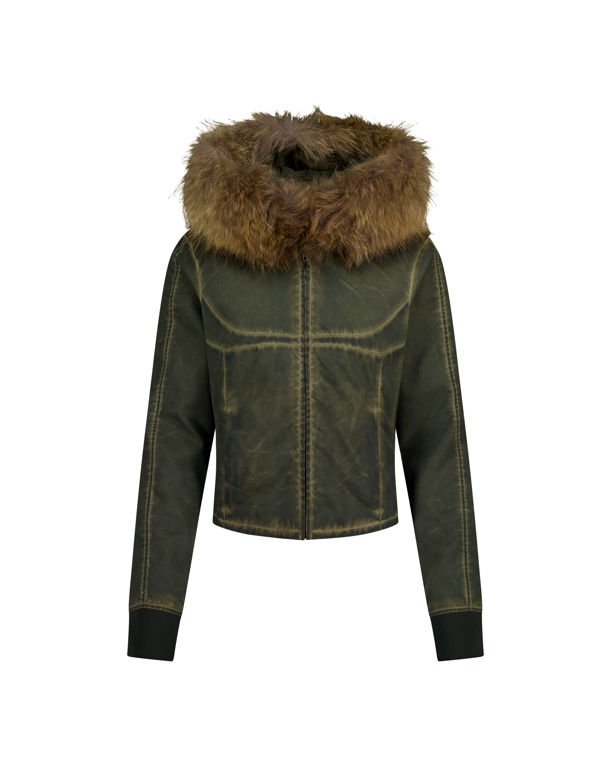 FUR HOODIE ZIP JACKET