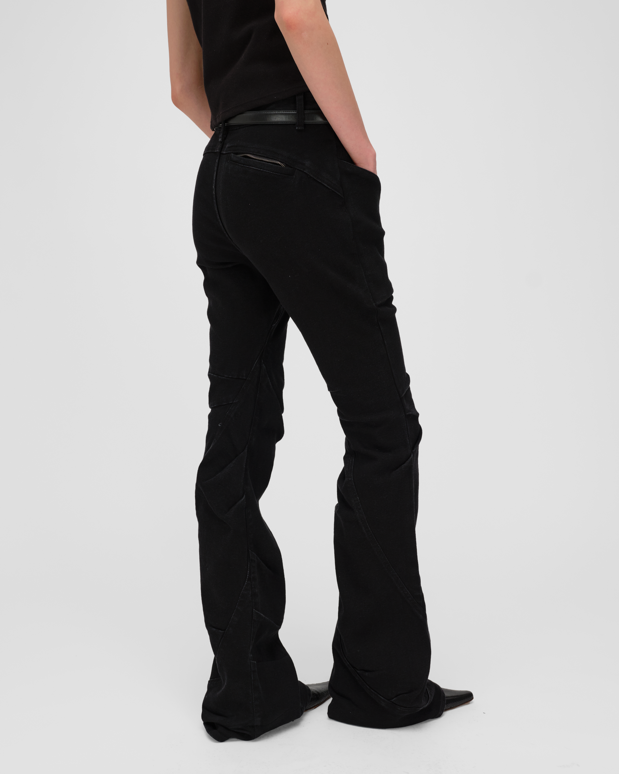 DRAPED FLARE JEANS