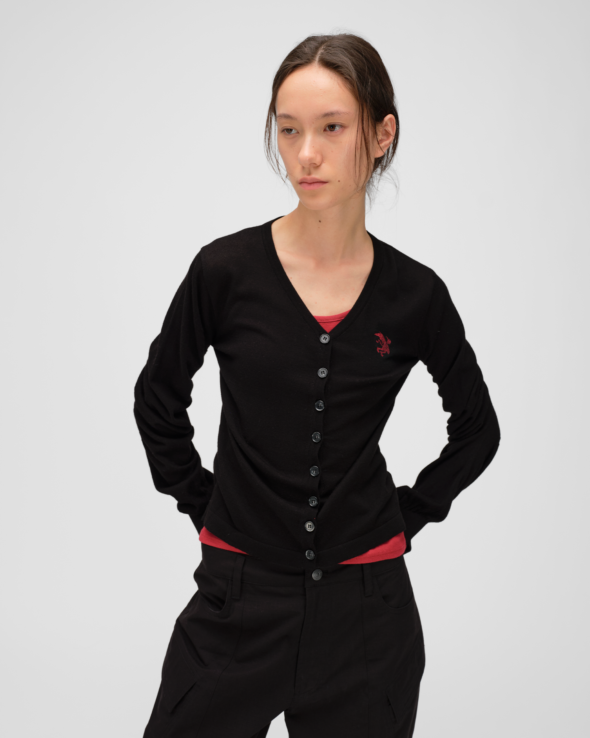 RUCHED KNIT CARDIGAN