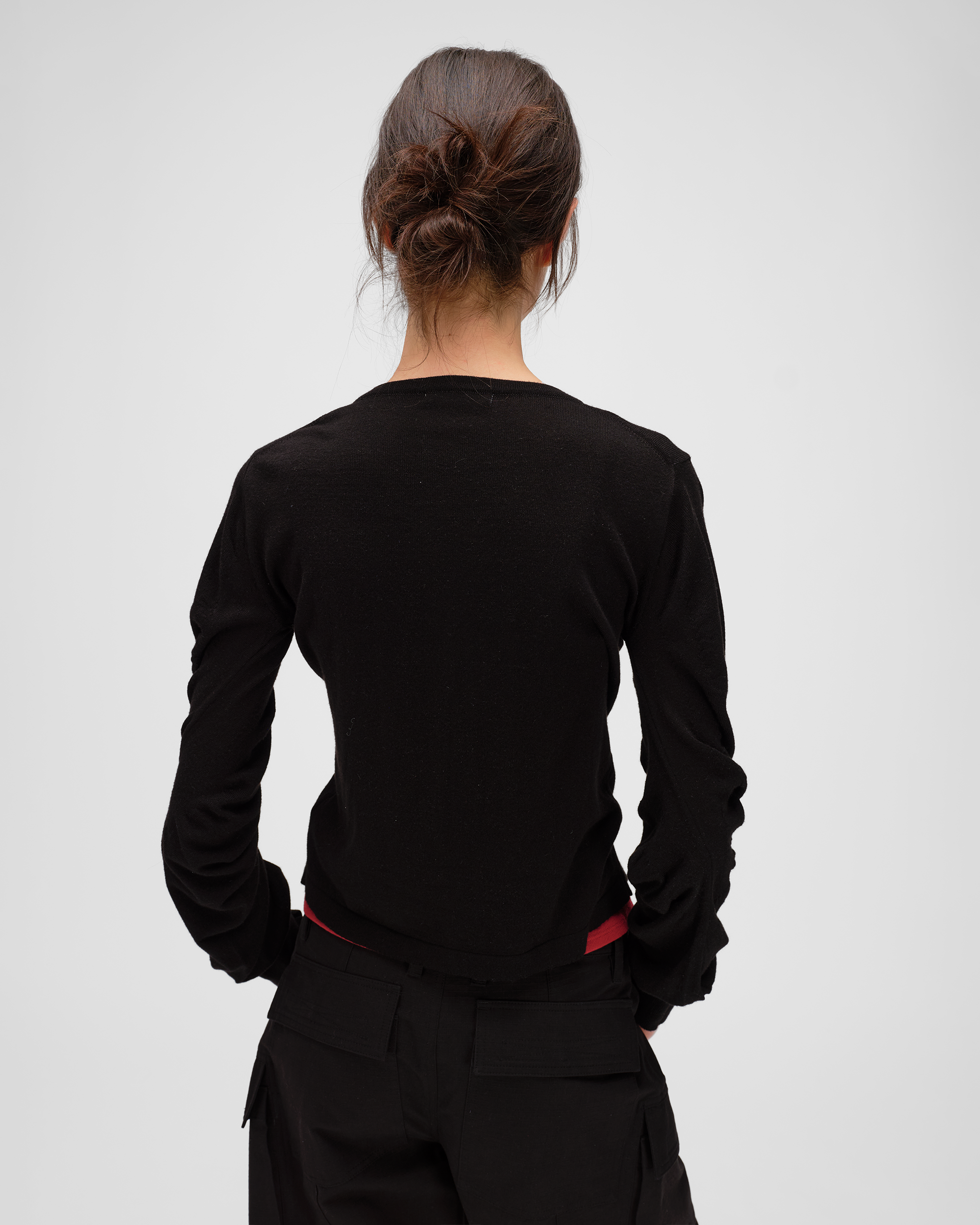 RUCHED KNIT CARDIGAN