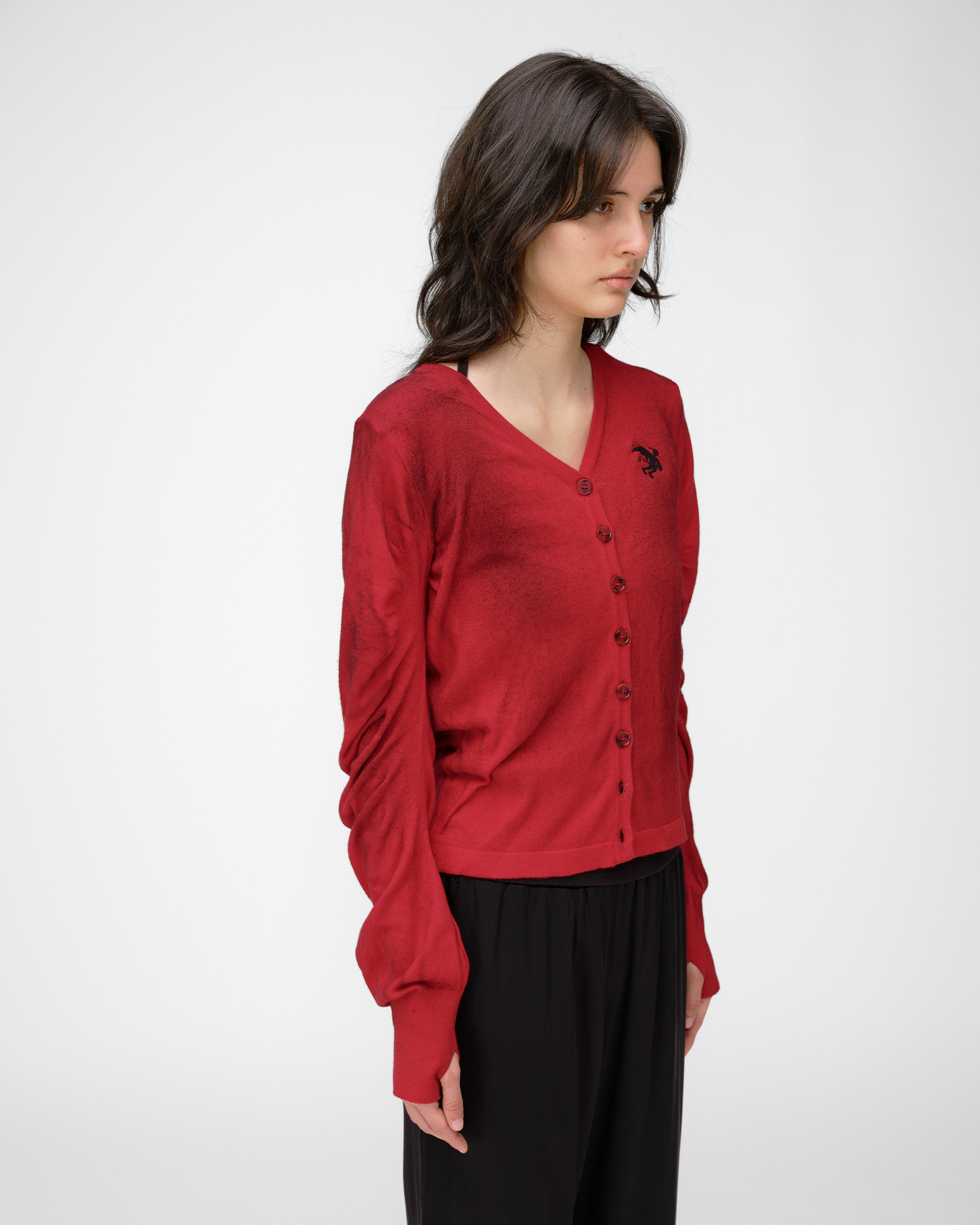 RUCHED KNIT CARDIGAN