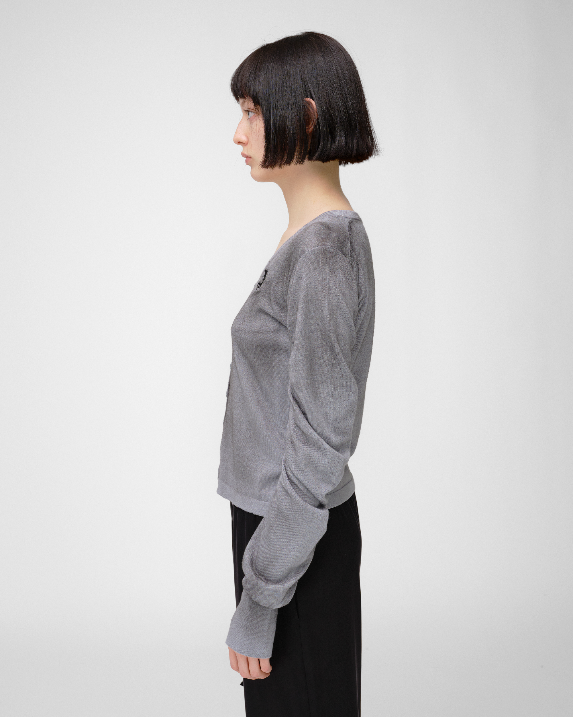 RUCHED KNIT CARDIGAN