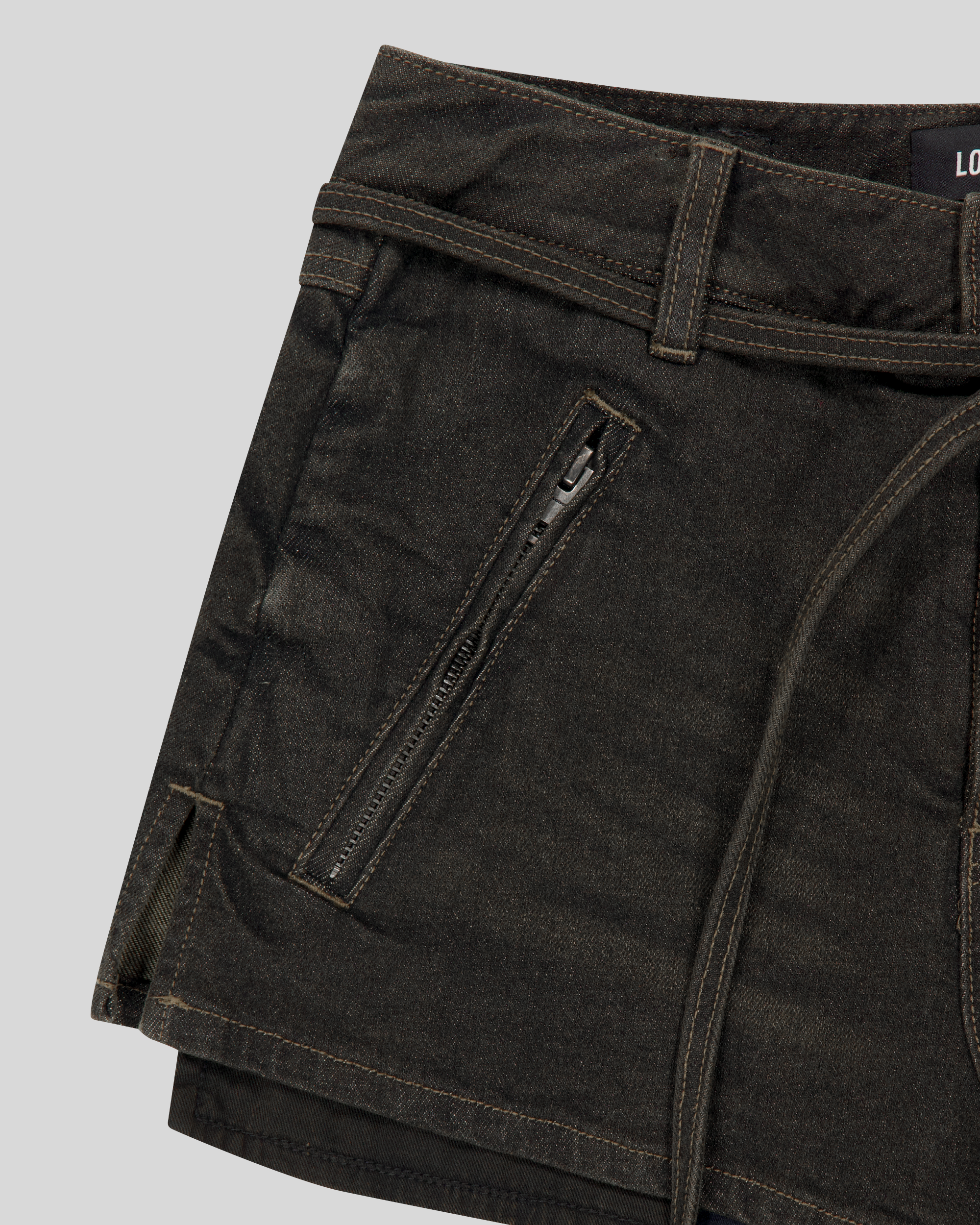 BELTED DENIM SHORTS