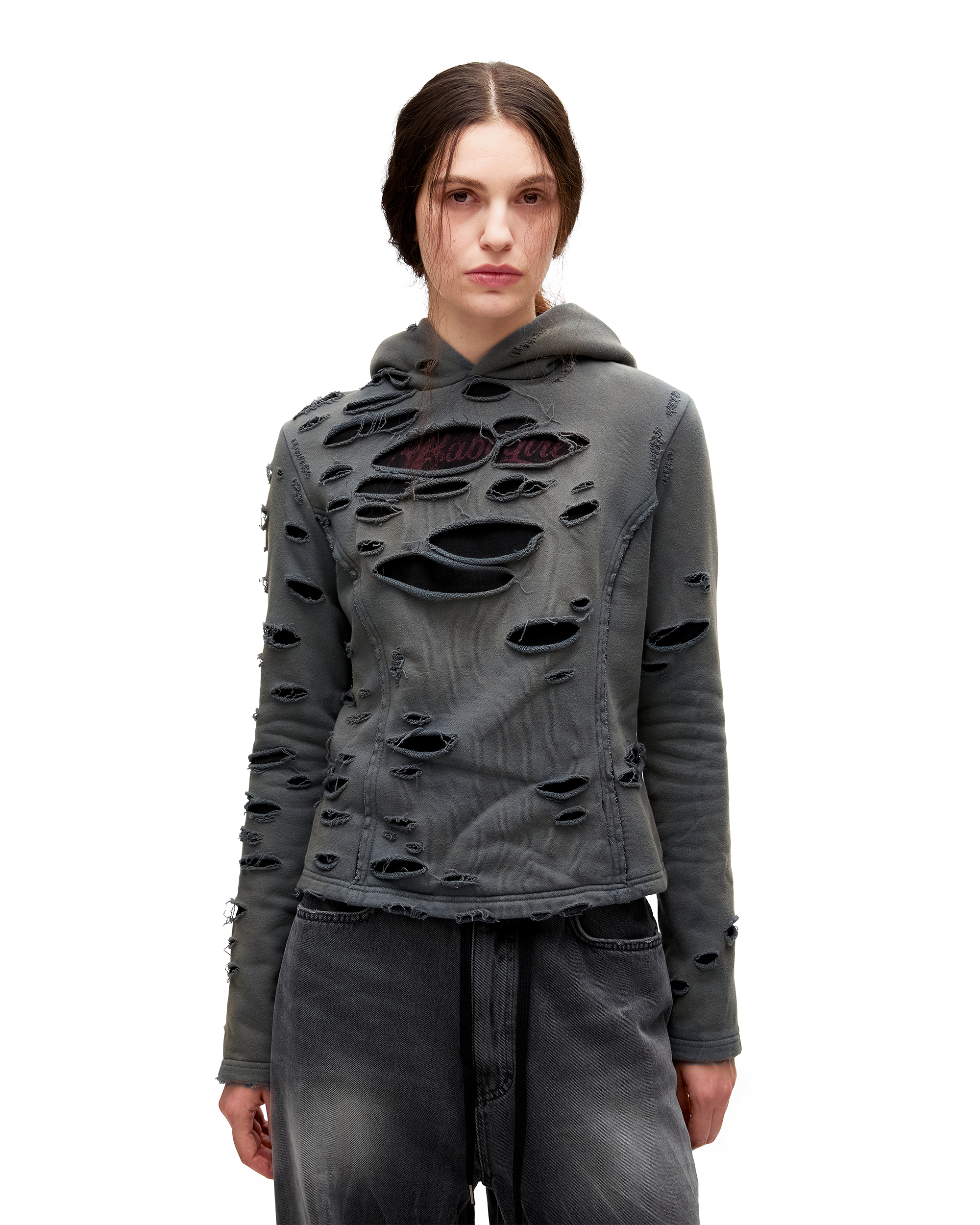 DAMAGED OVERLAY HOODIE