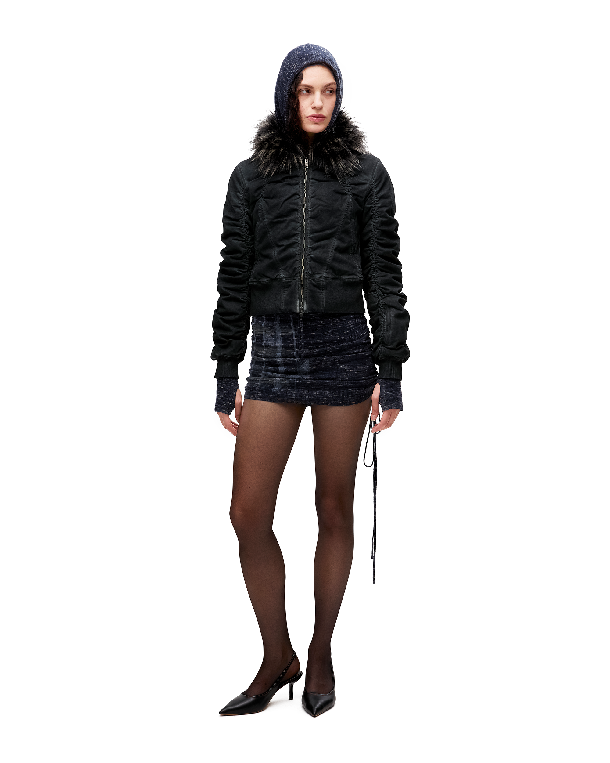 FAUX FUR COLLAR BOMBER JACKET