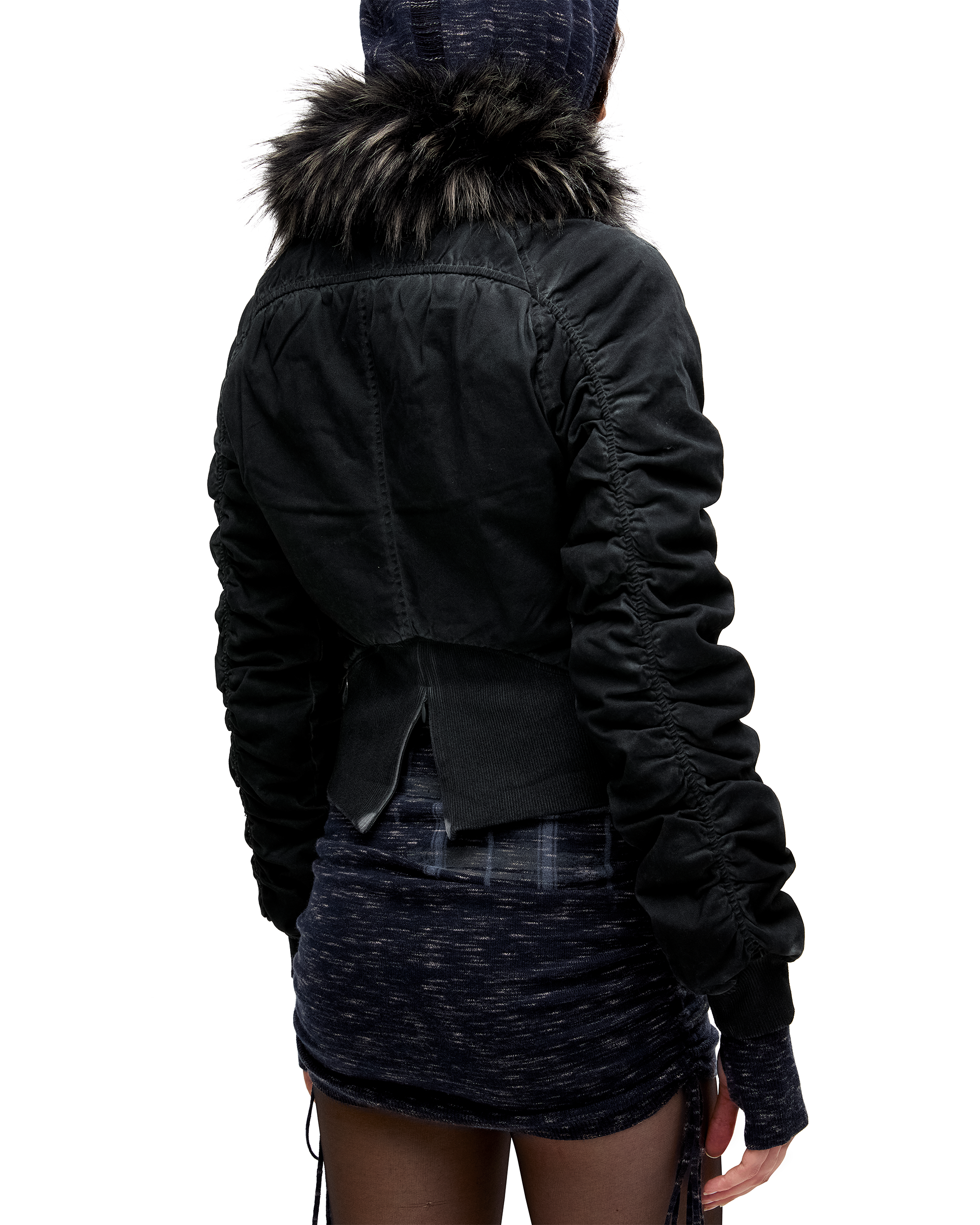 FAUX FUR COLLAR BOMBER JACKET