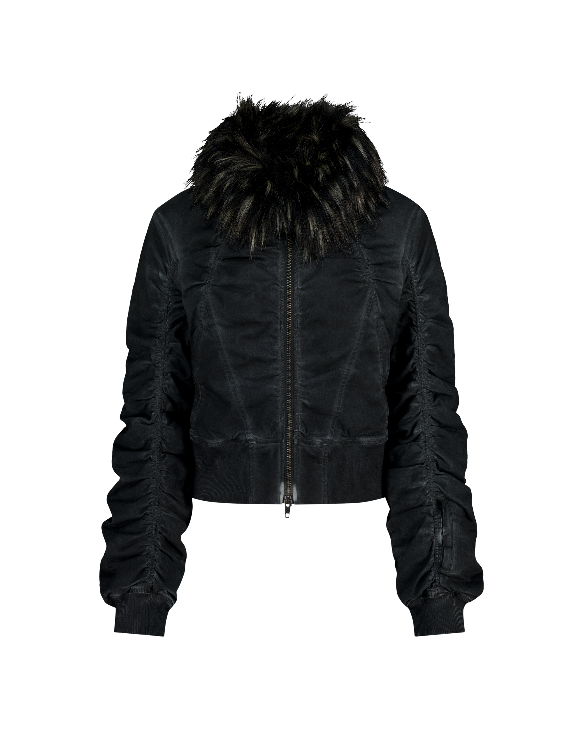 FAUX FUR COLLAR BOMBER JACKET