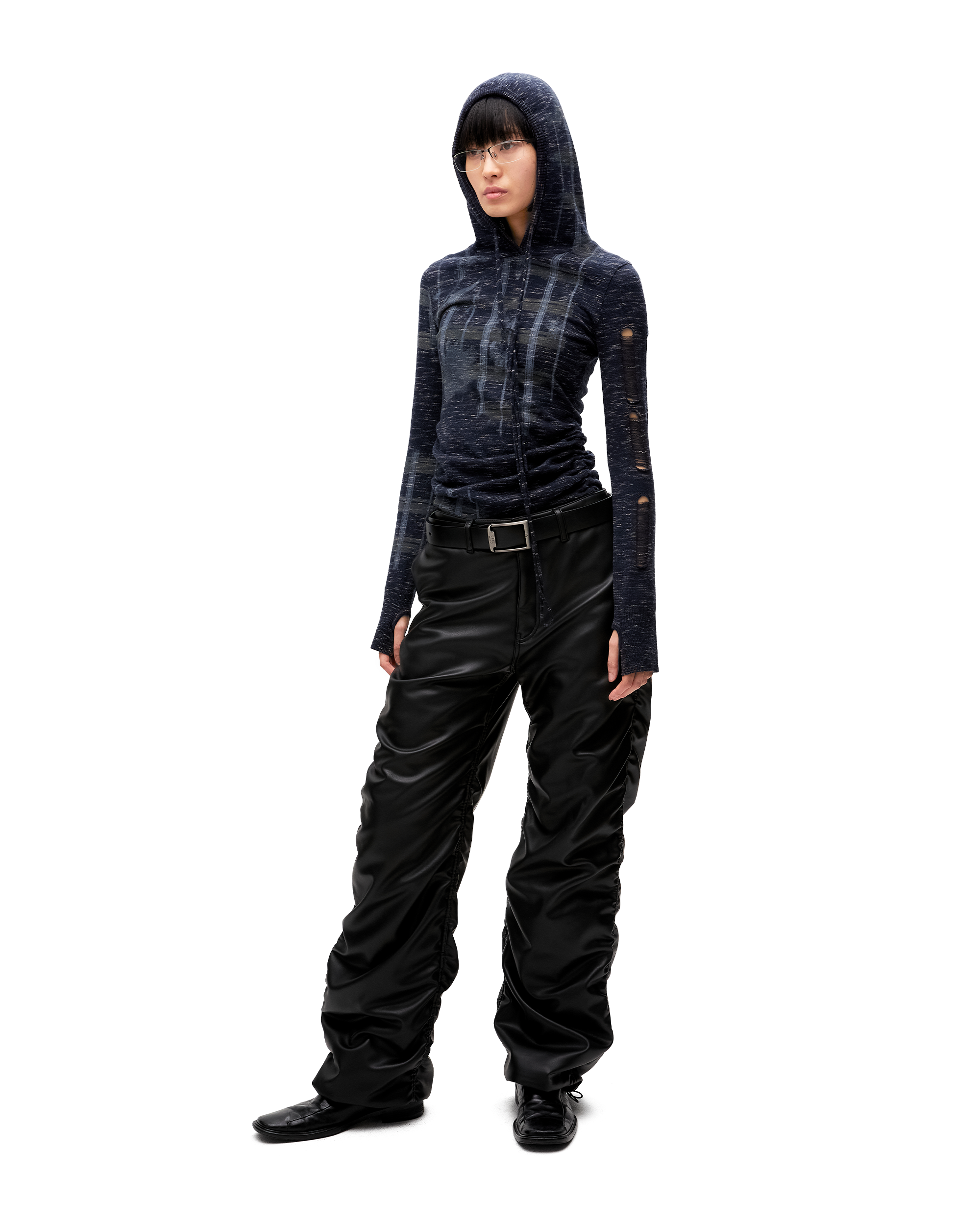 FAUX LEATHER PADDED PANTS