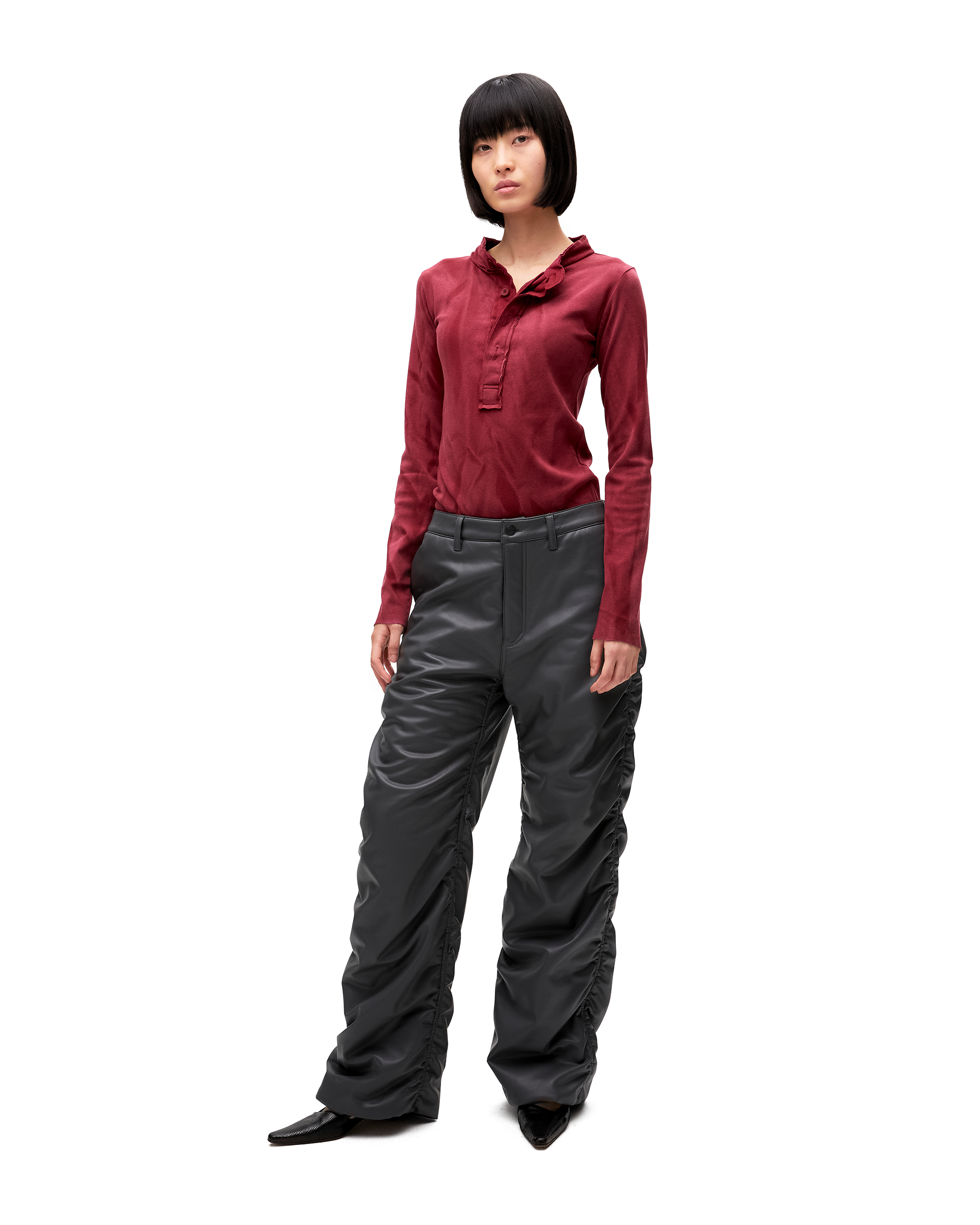 FAUX LEATHER PADDED PANTS