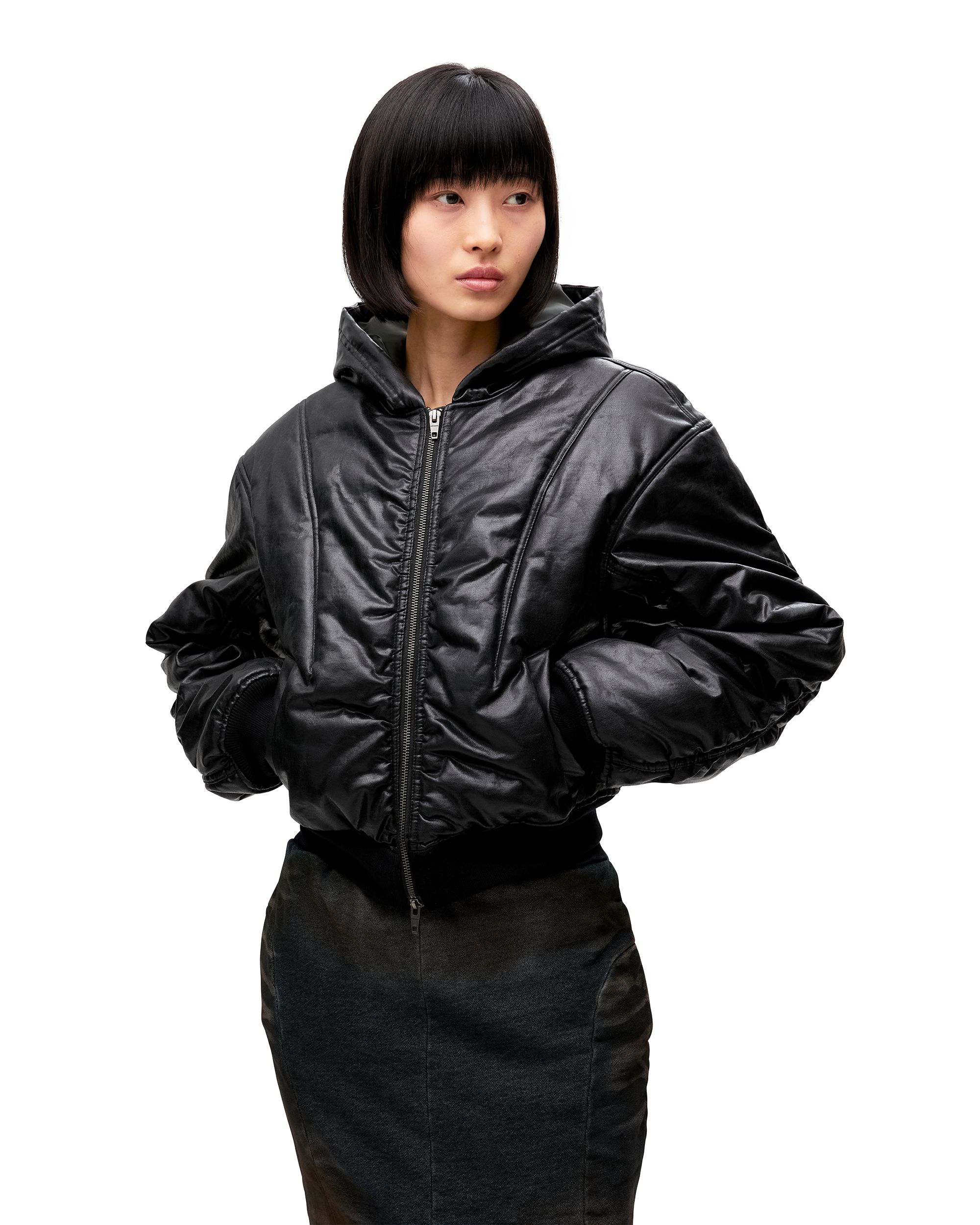 GLOSSY CRACK BOMBER JACKET