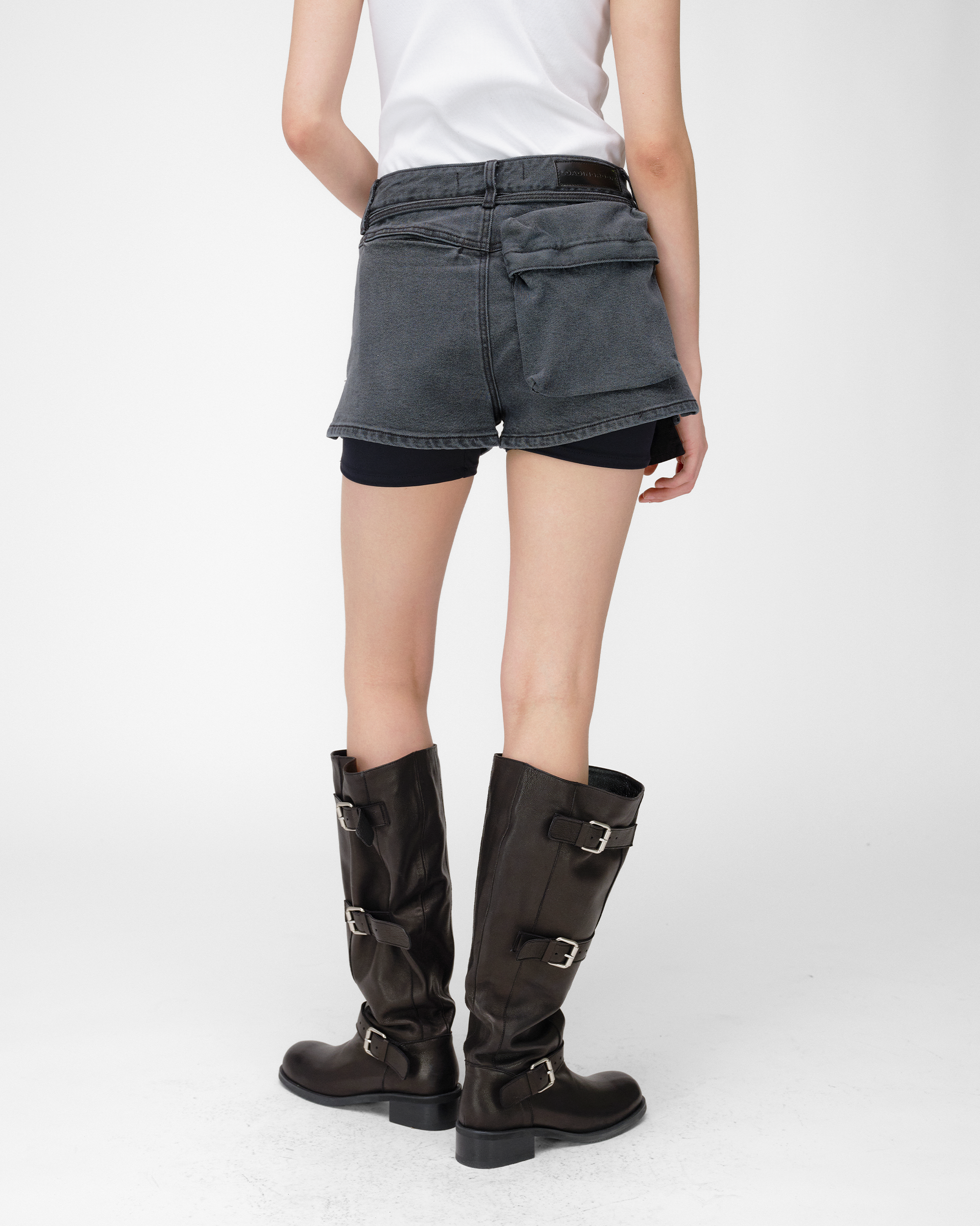 BELTED DENIM SHORTS