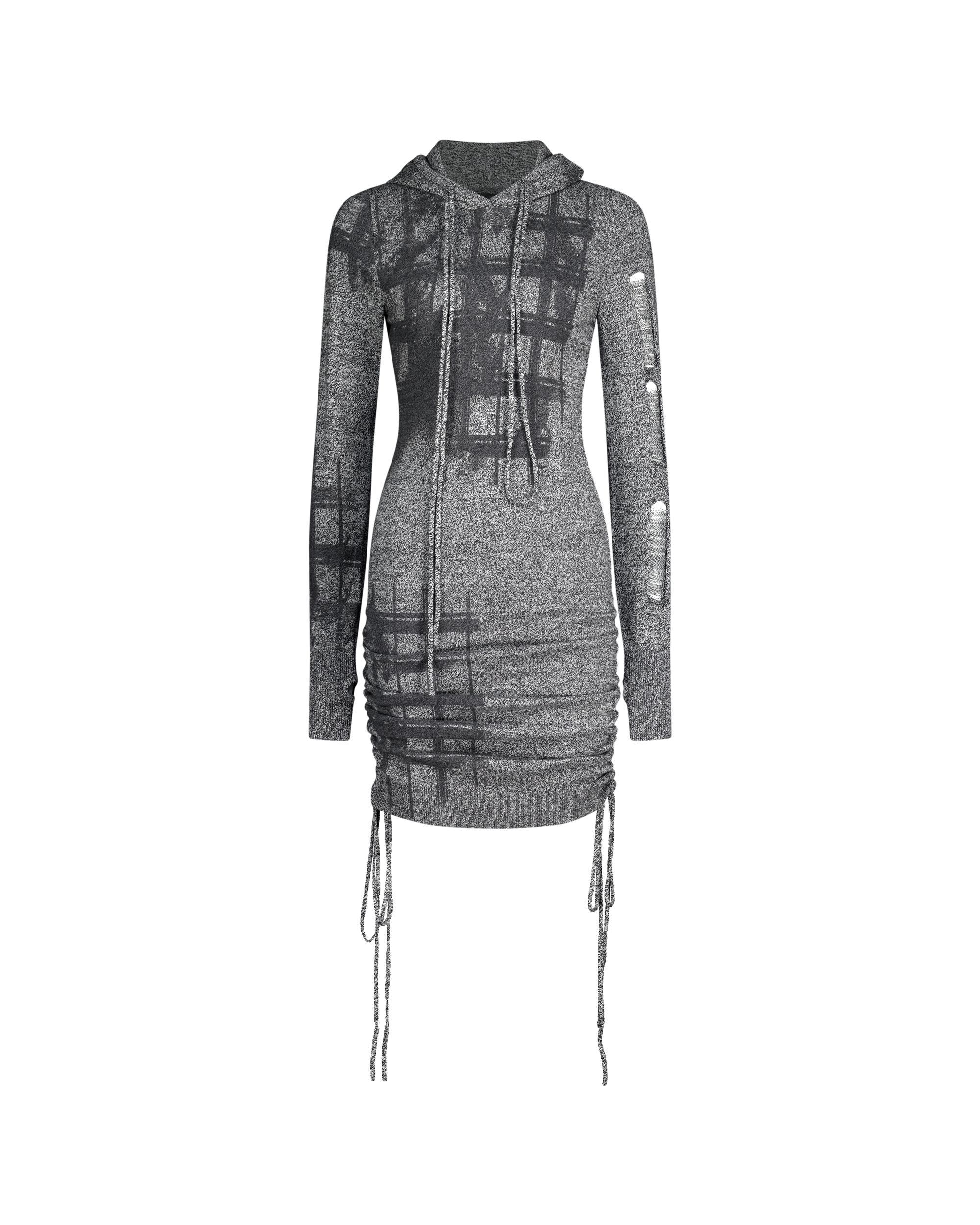 PUZZLED WOOL HOODIE DRESS