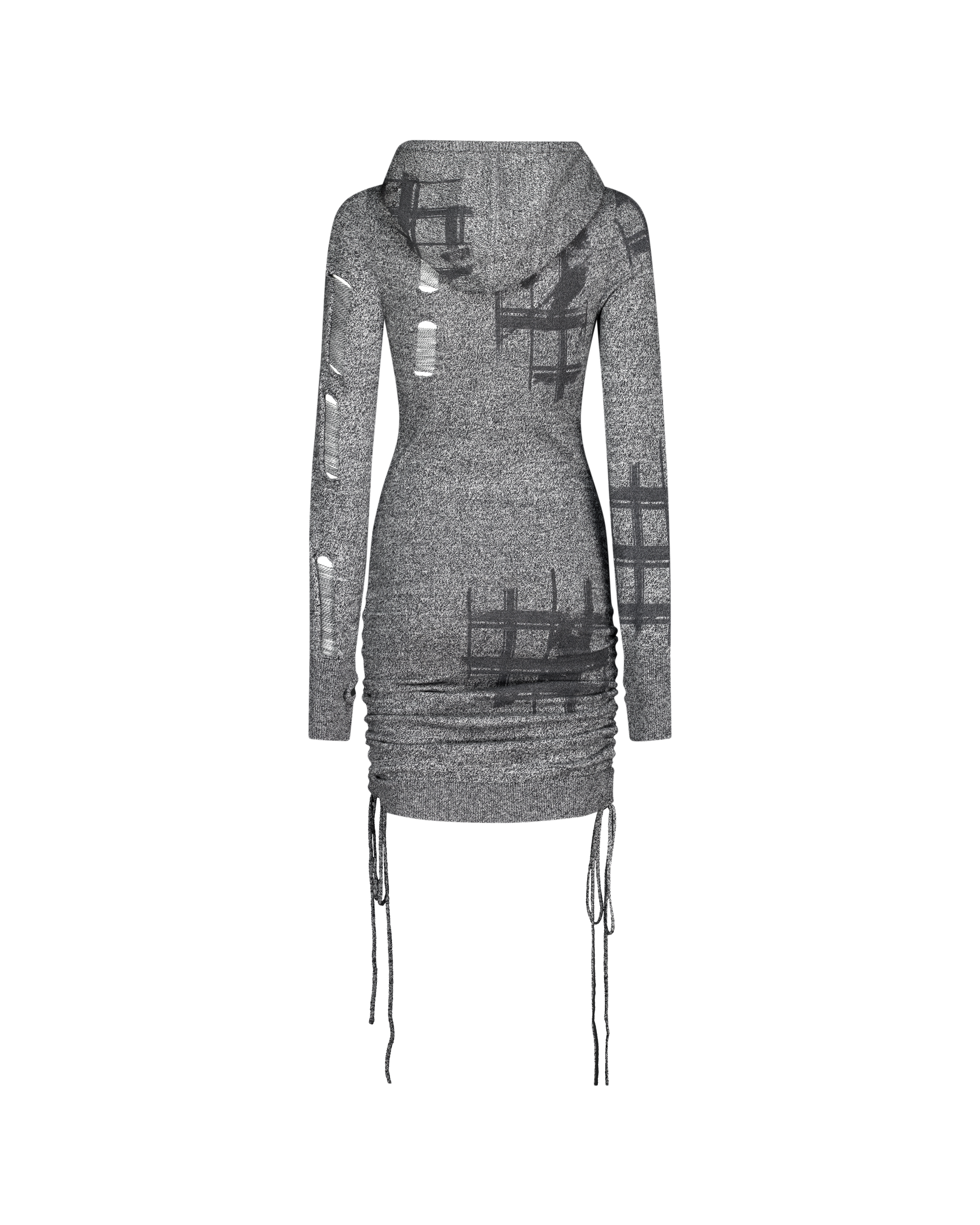 PUZZLED WOOL HOODIE DRESS