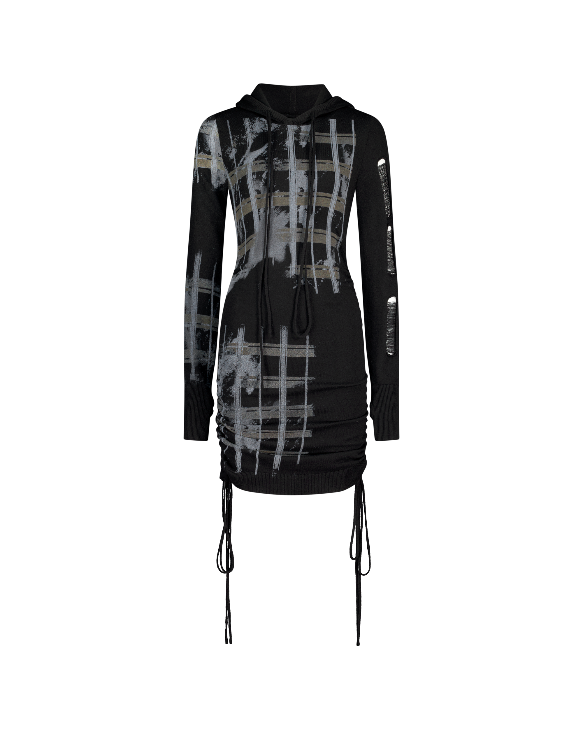 PUZZLED WOOL HOODIE DRESS