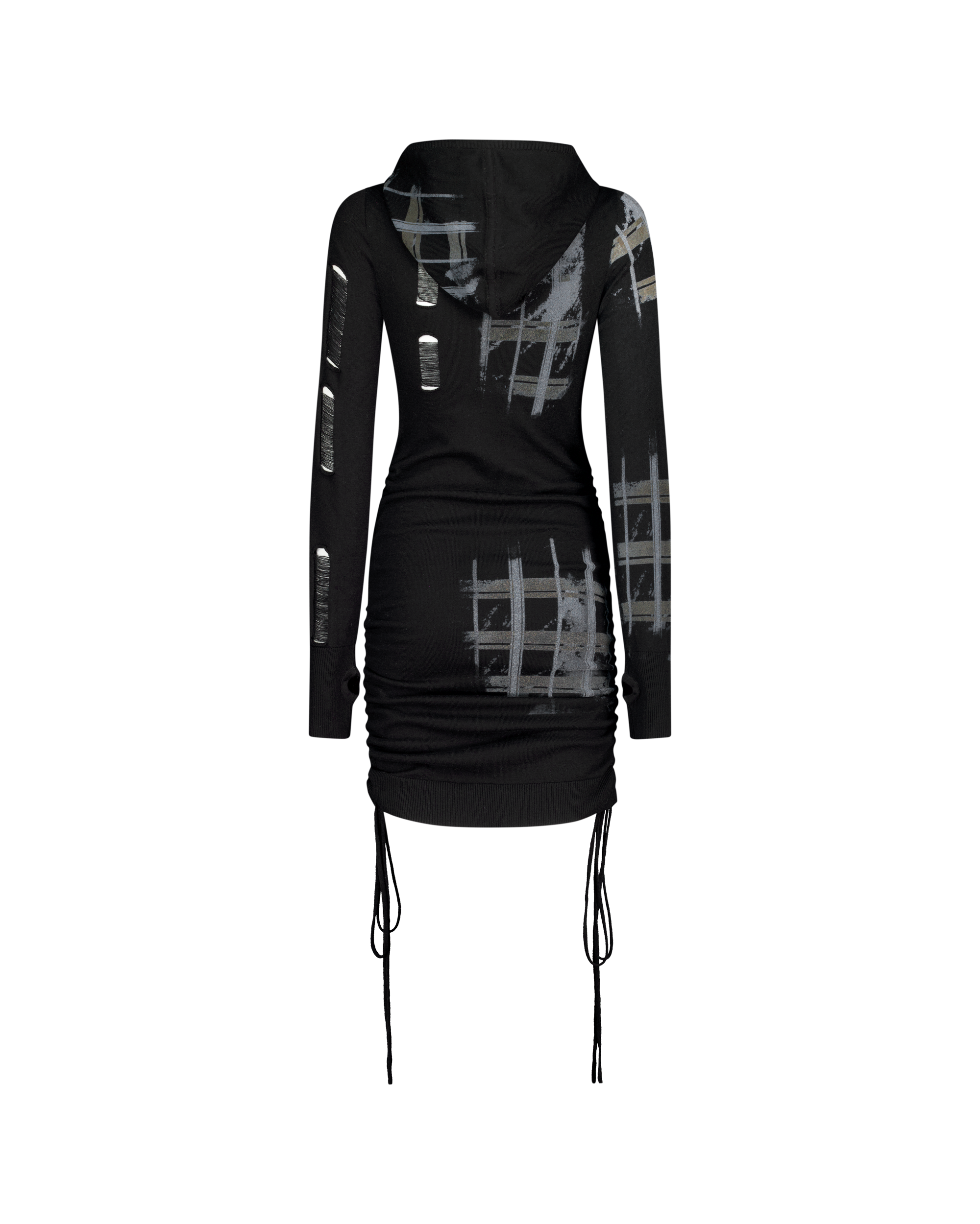 PUZZLED WOOL HOODIE DRESS