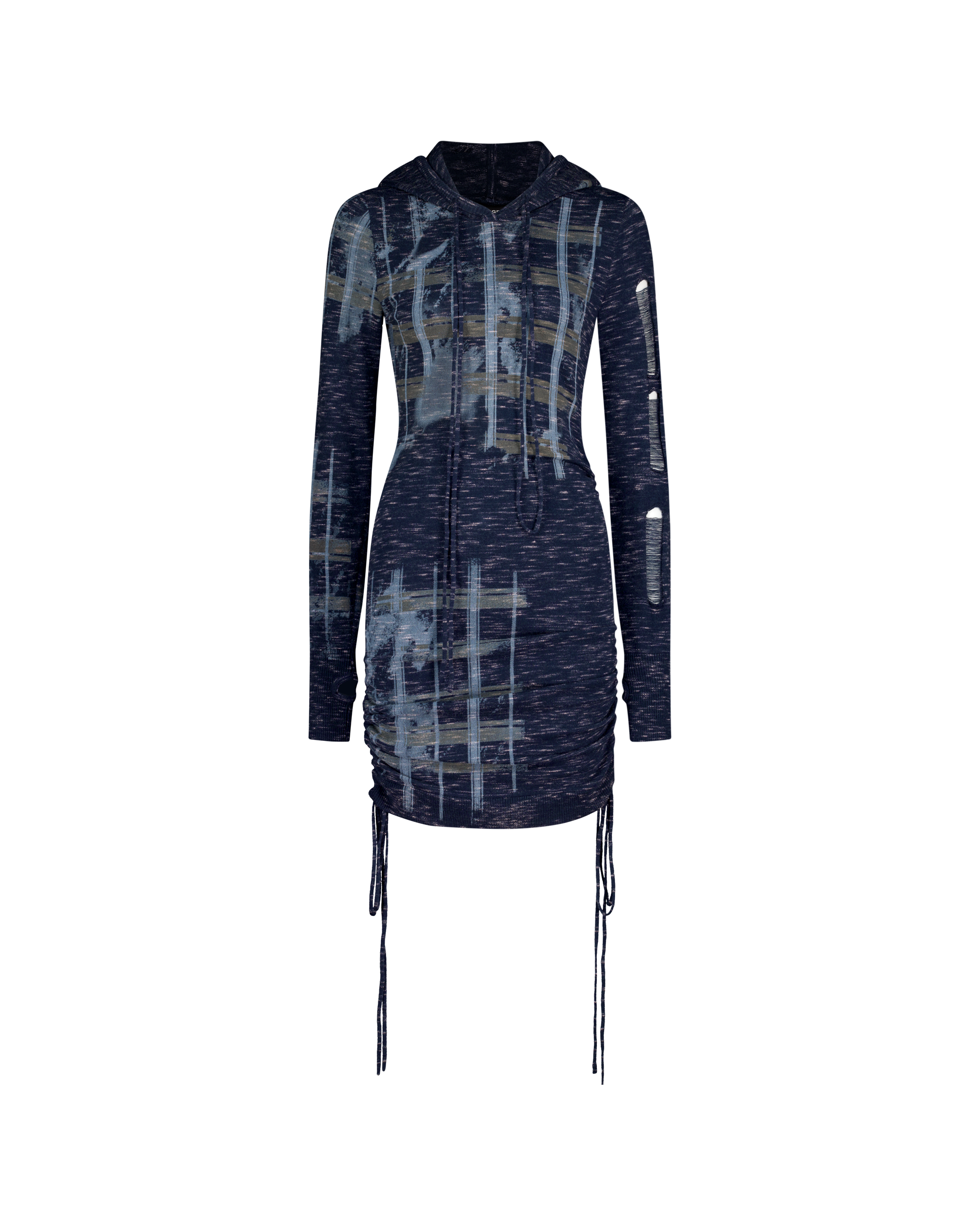 PUZZLED WOOL HOODIE DRESS