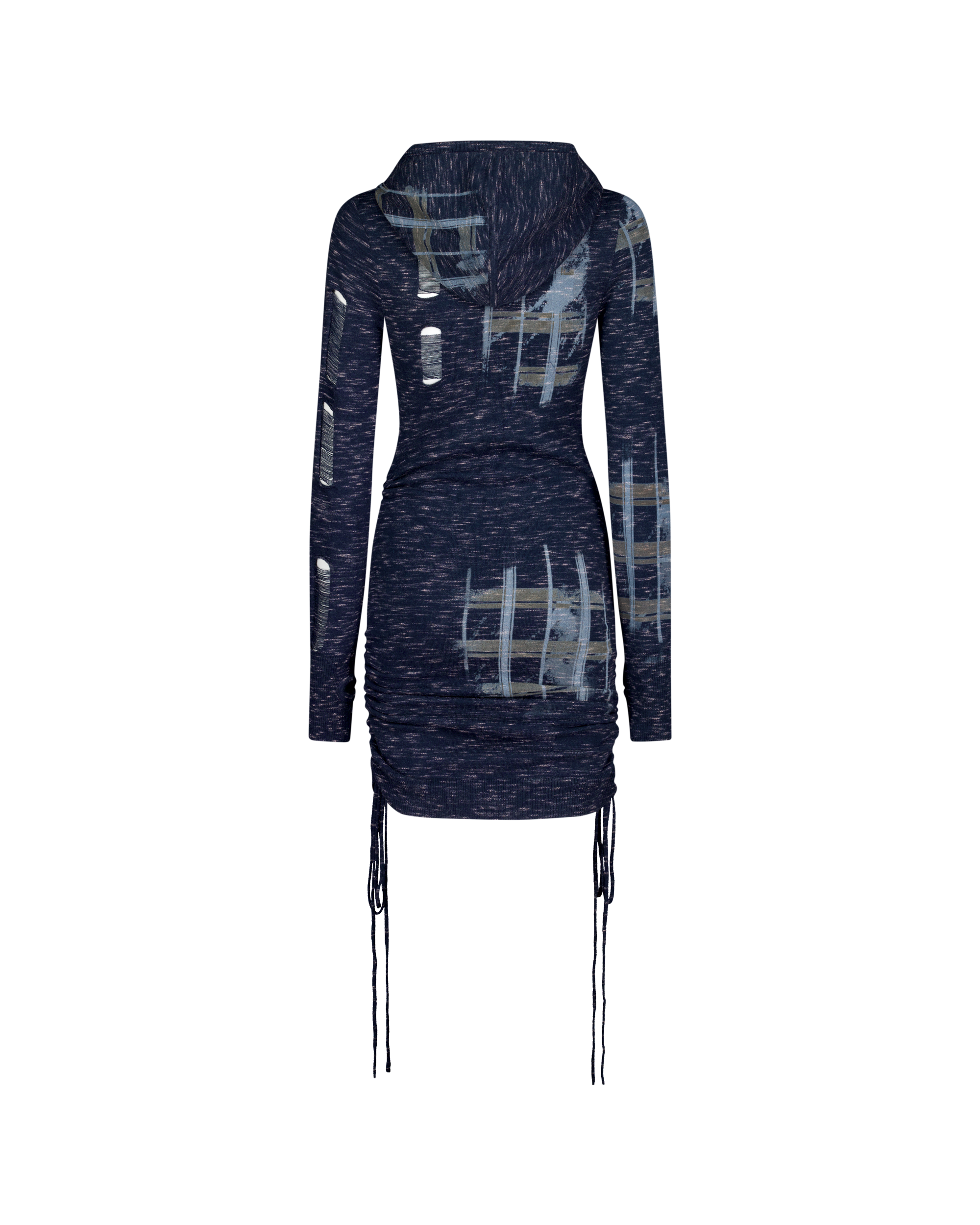 PUZZLED WOOL HOODIE DRESS