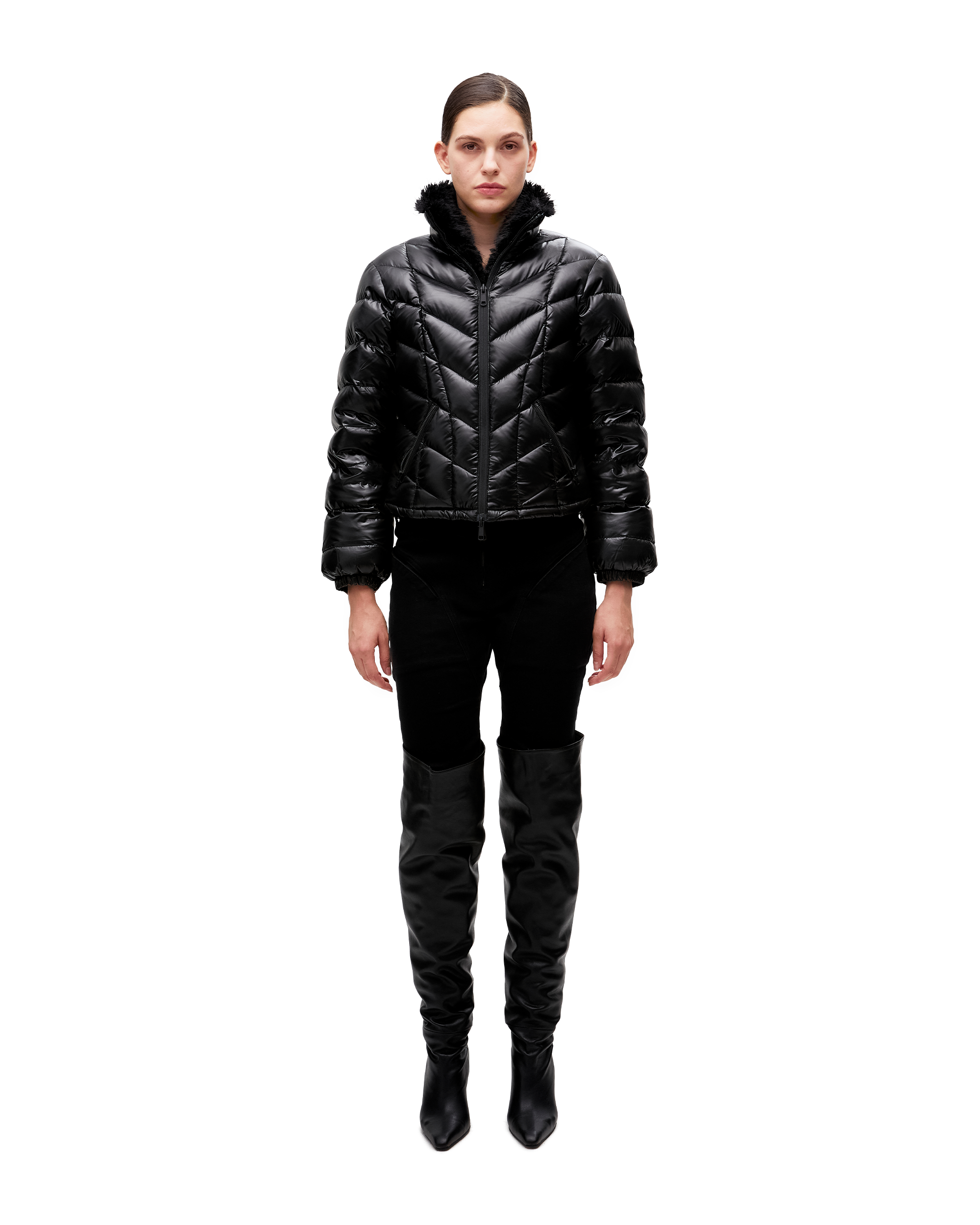 REVERSIBLE FAUX FUR DOWN JACKET