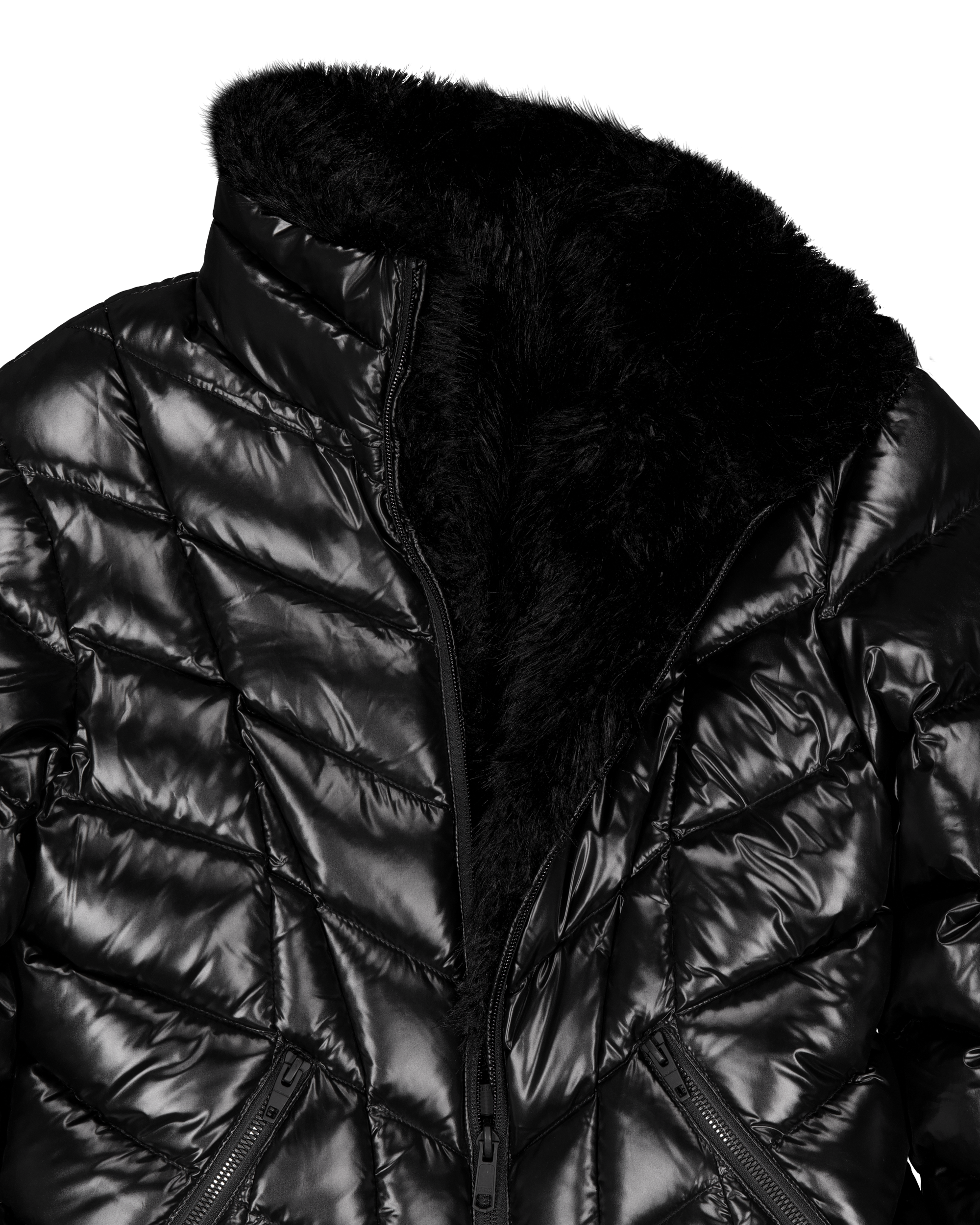 REVERSIBLE FAUX FUR DOWN JACKET